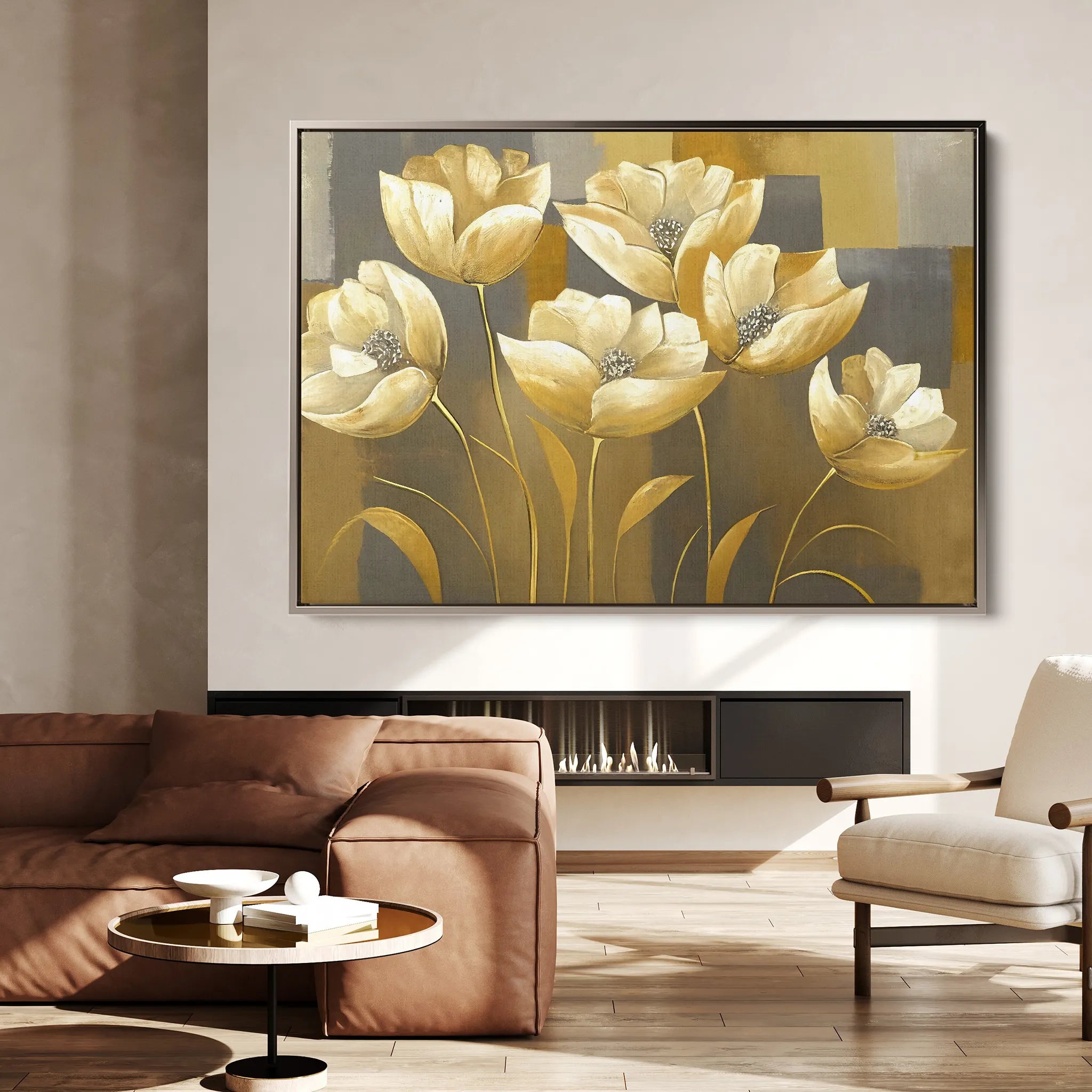 Floral 004 Canvas Art 60 x 40 cm / Black
