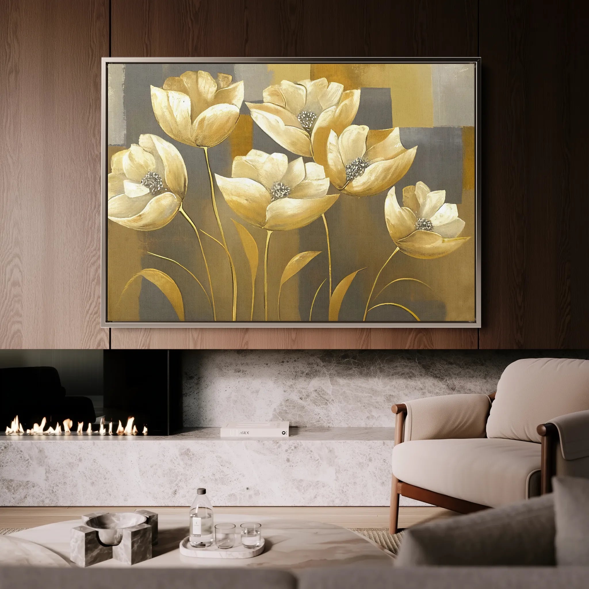 Floral 004 Canvas Art 60 x 40 cm / Black