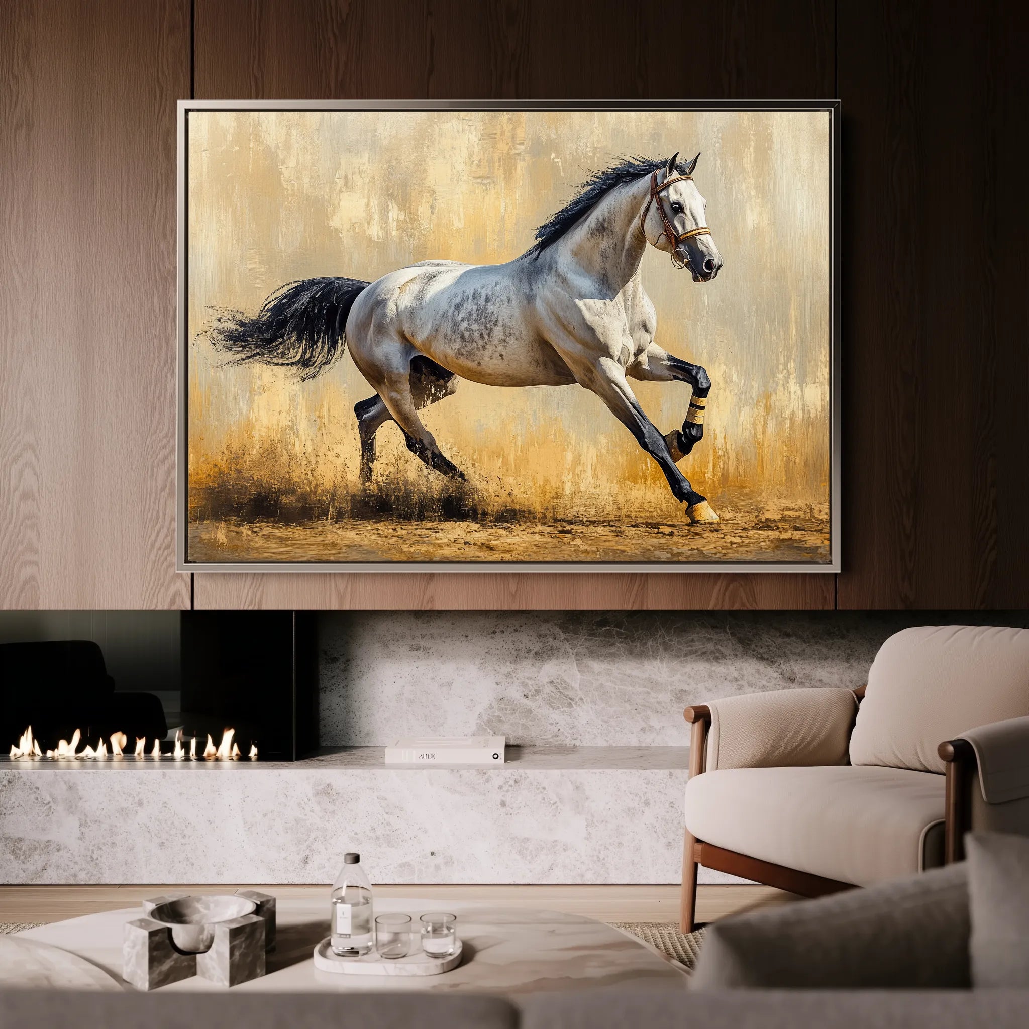 Horses 004 Canvas Art 60 x 40 cm / Black