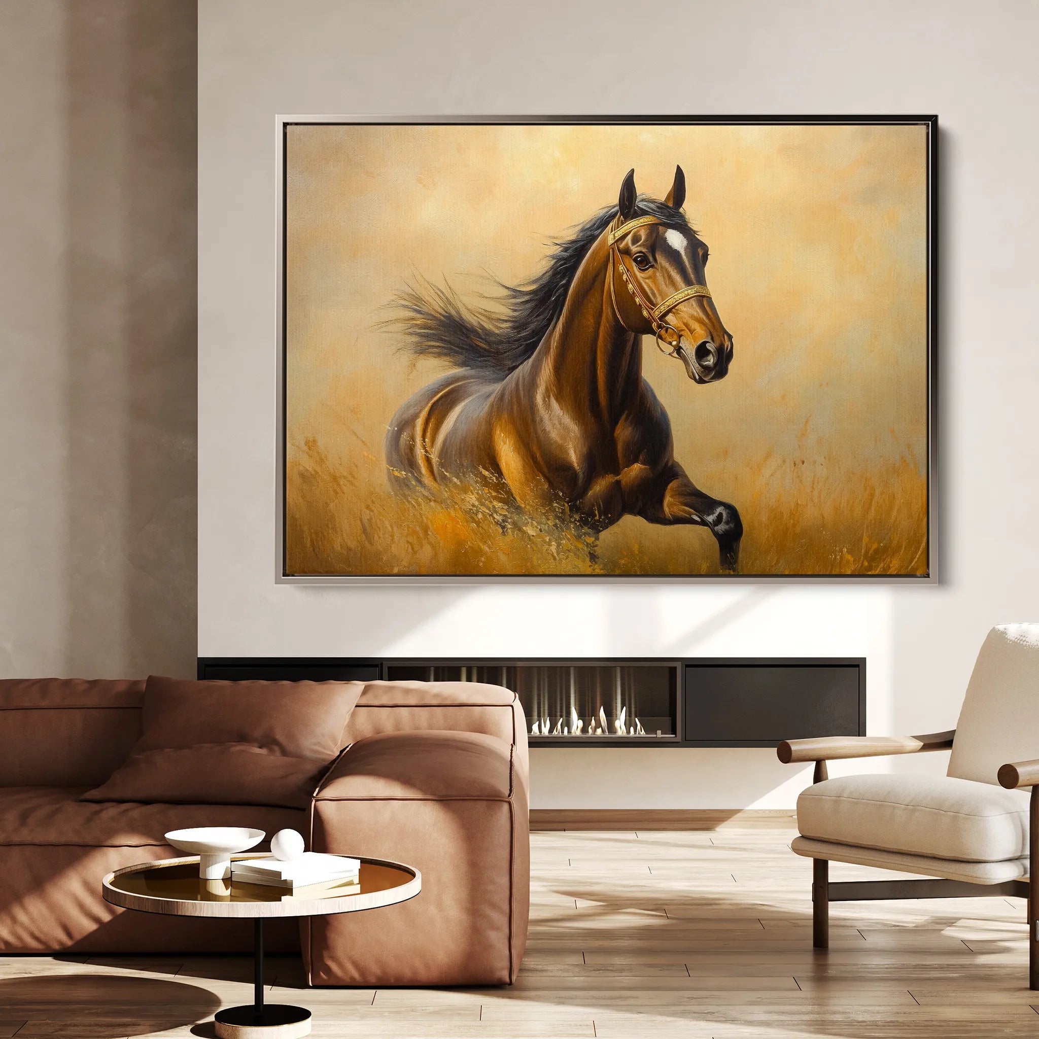 Horses 007 Canvas Art 60 x 40 cm / Black