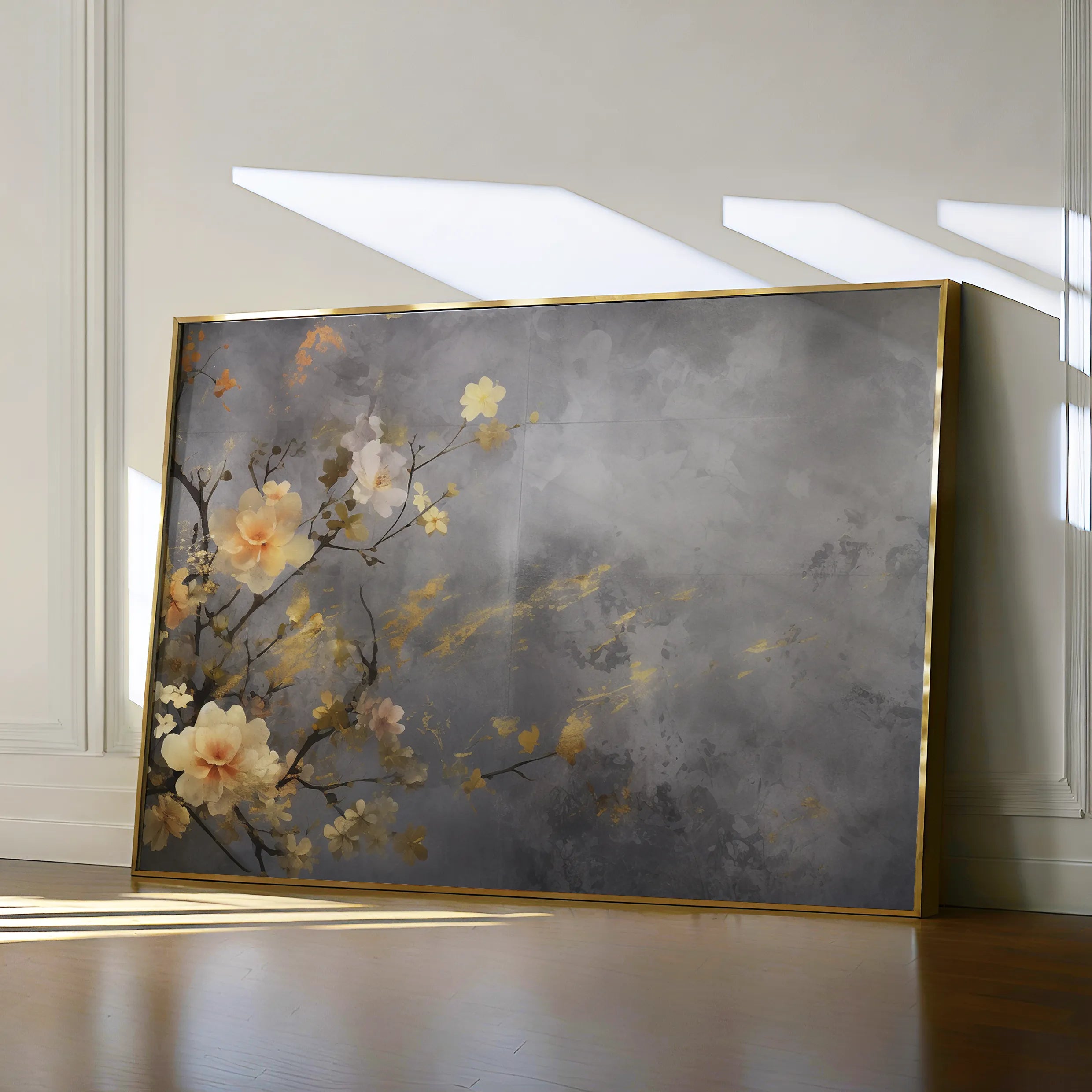 Floral 008 Canvas Art 60 x 40 cm / Black