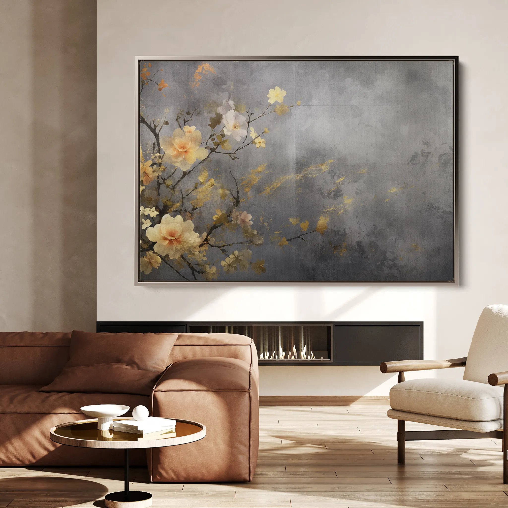 Floral 008 Canvas Art 60 x 40 cm / Black