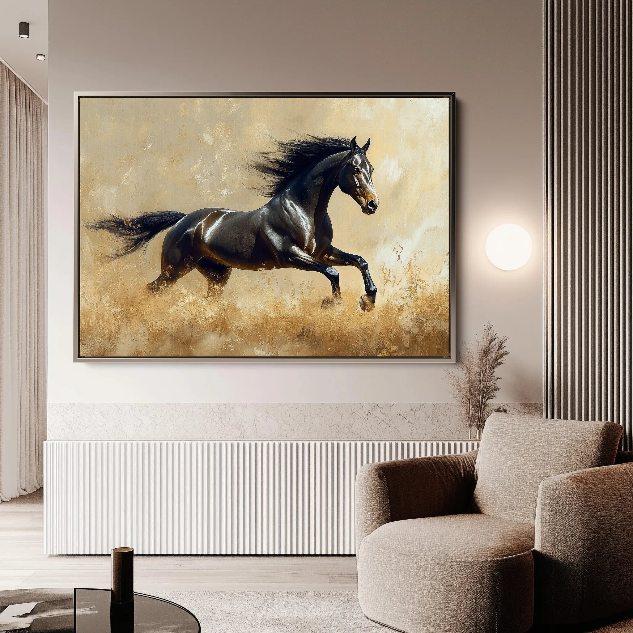 Horses 008 Canvas Art 60 x 40 cm / Black