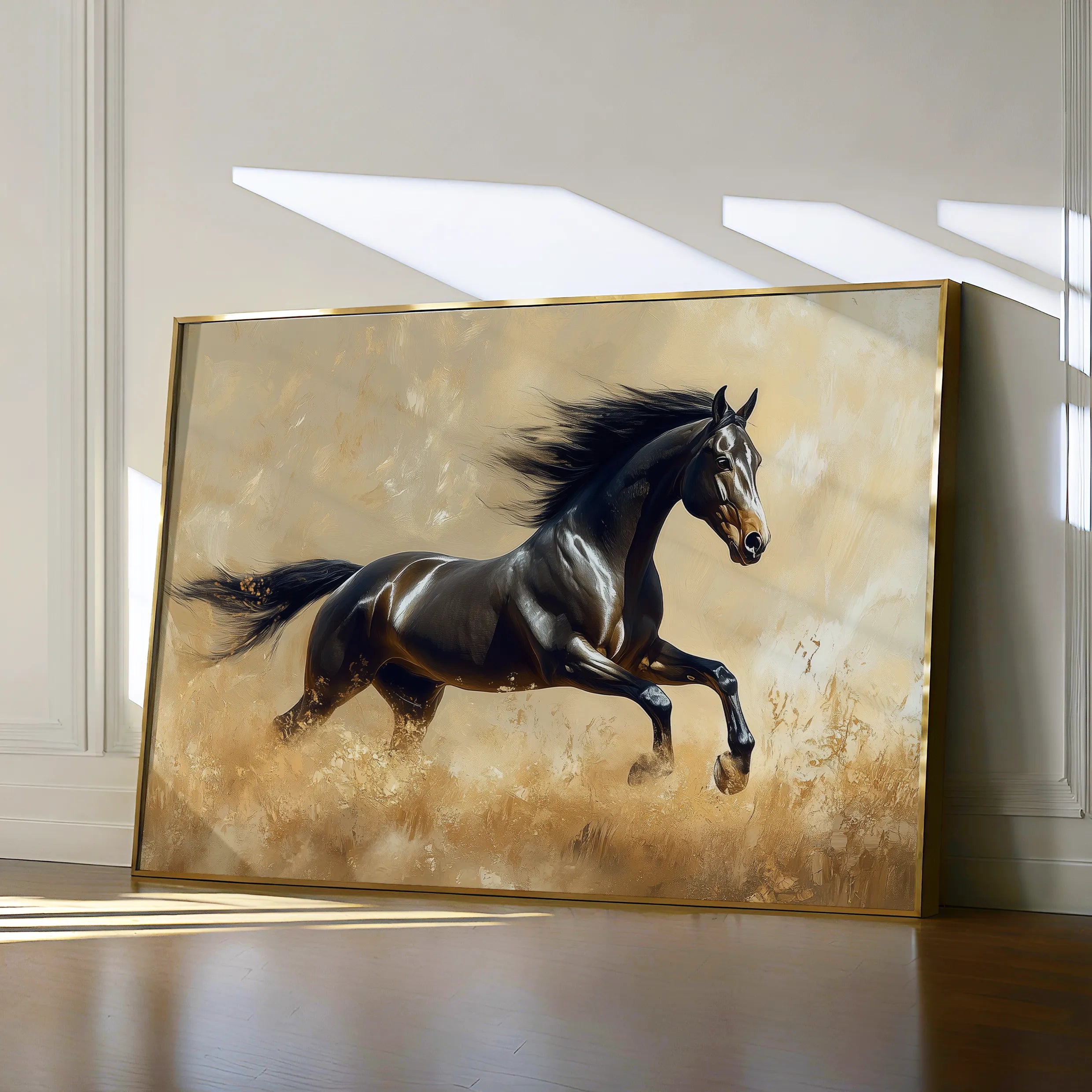 Horses 008 Canvas Art 60 x 40 cm / Black