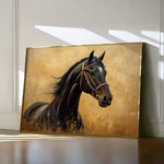 Horses 010 Canvas Art 60 x 40 cm / Black
