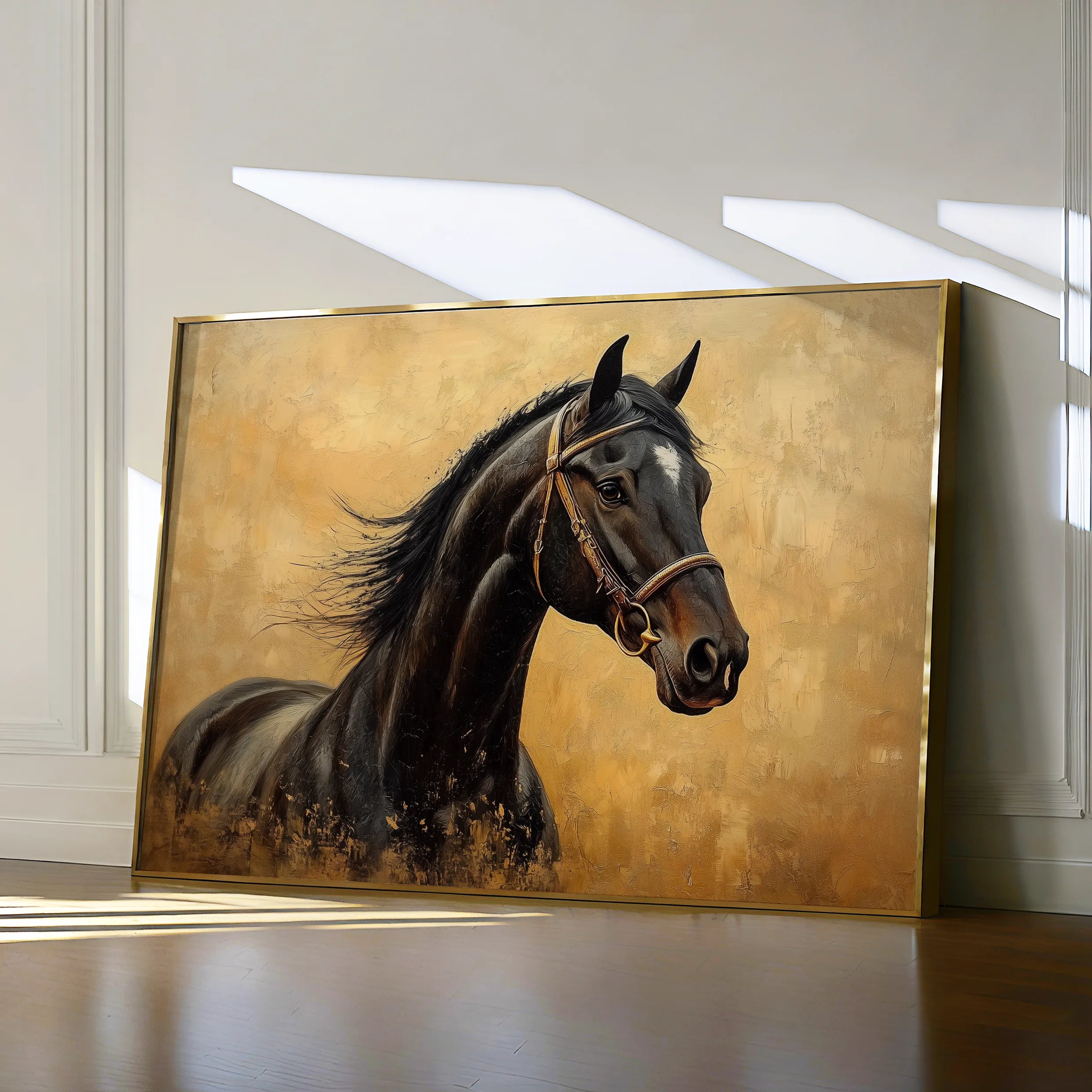 Horses 010 Canvas Art 60 x 40 cm / Black