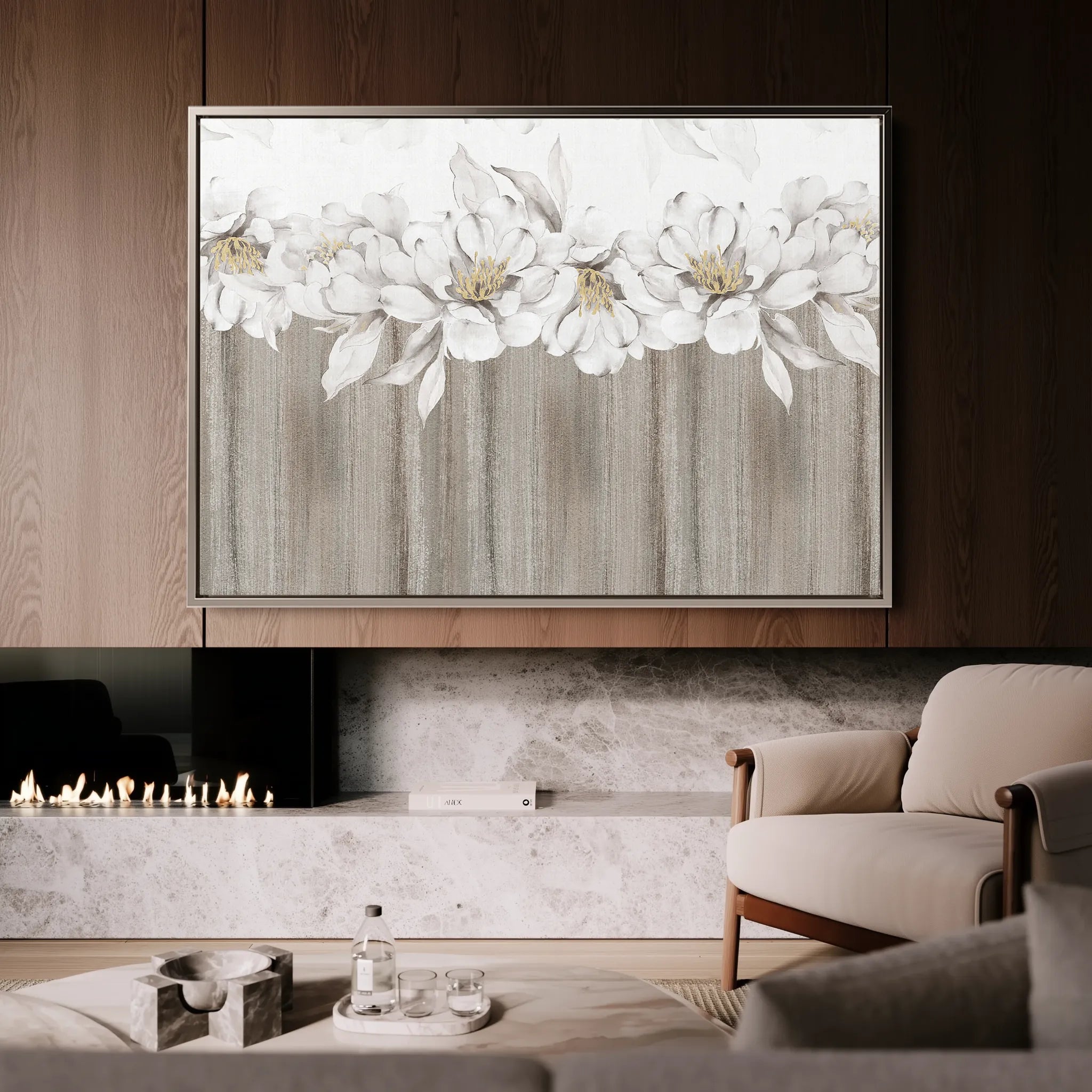 Floral 012 Canvas Art 60 x 40 cm / Black