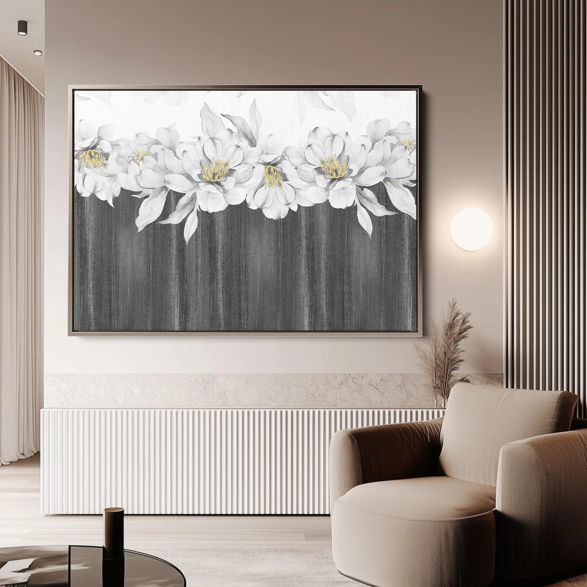 Floral 013 Canvas Art 60 x 40 cm / Black