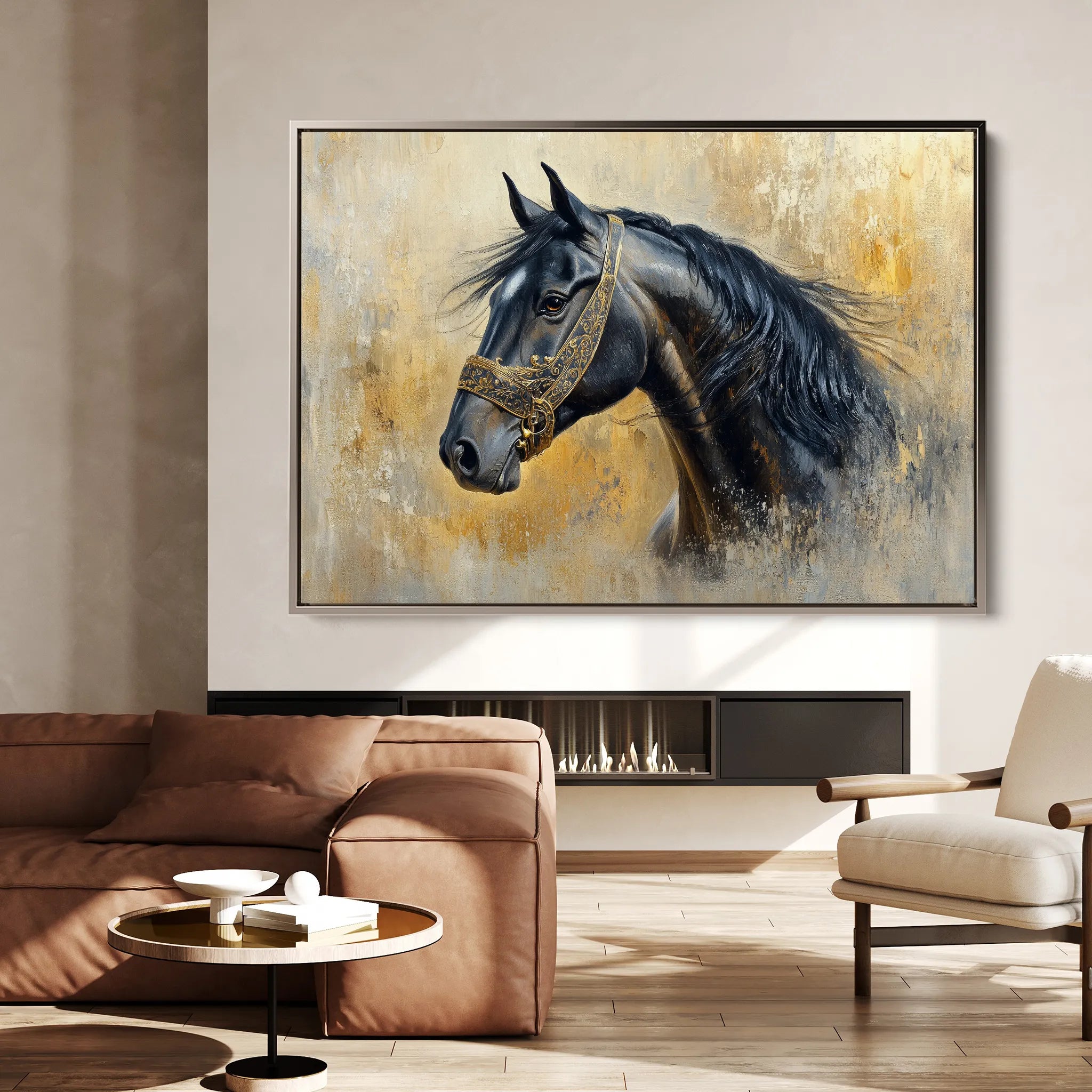 Horses 013 Canvas Art 60 x 40 cm / Black