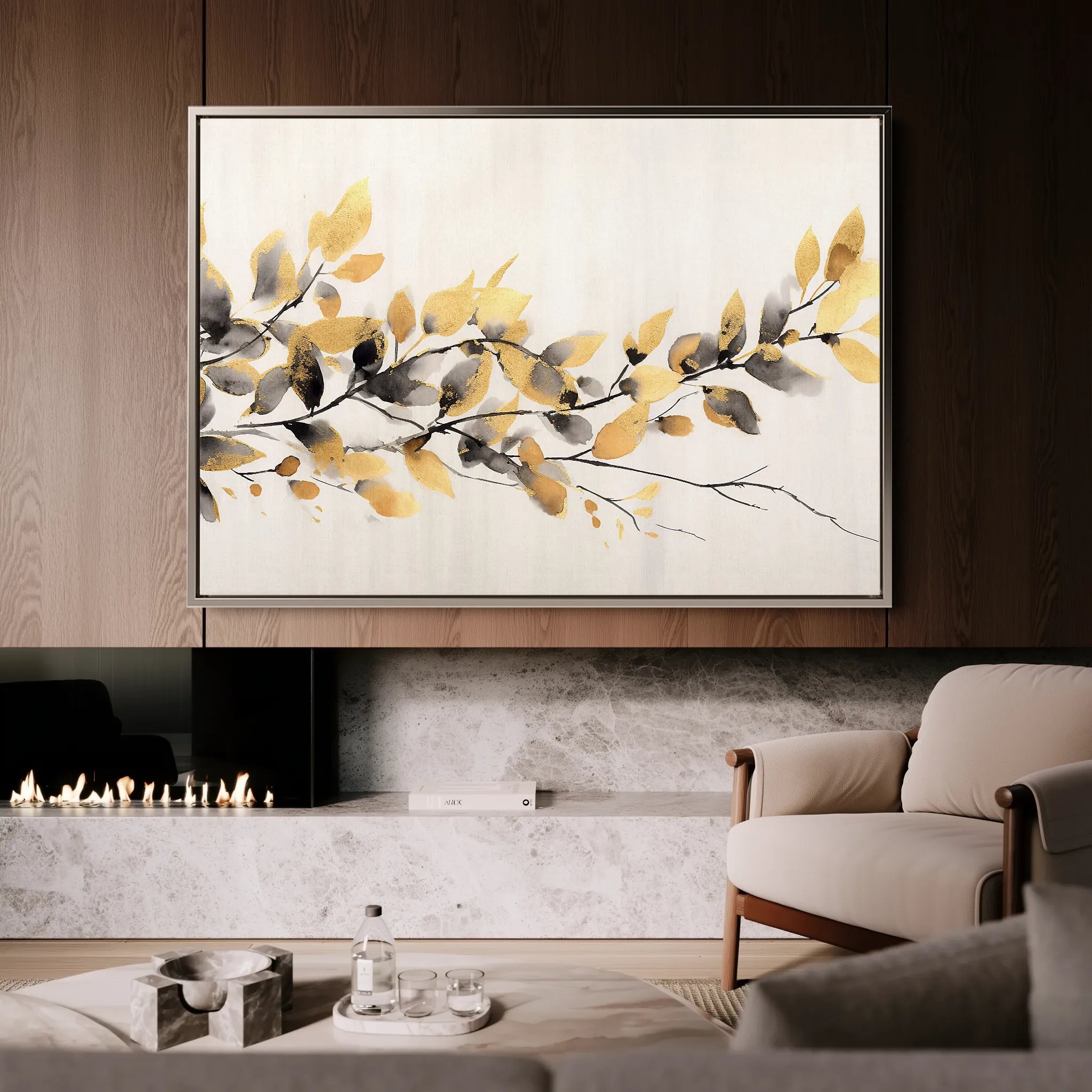 Floral 014 Canvas Art 60 x 40 cm / Black