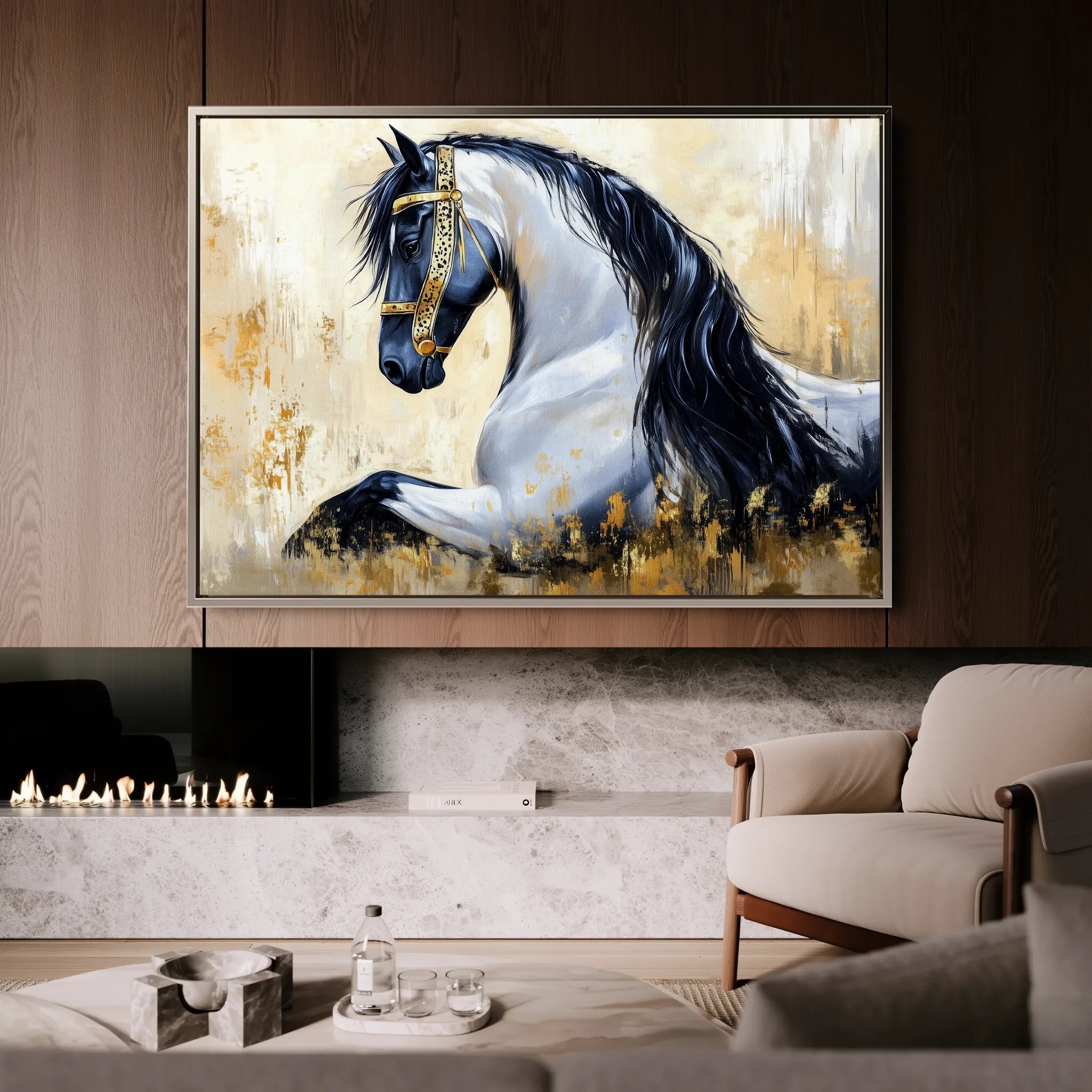 Horses 014 Canvas Art 60 x 40 cm / Black
