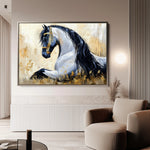 Horses 014 Canvas Art 60 x 40 cm / Black