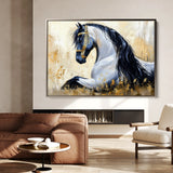 Horses 014 Canvas Art 60 x 40 cm / Black