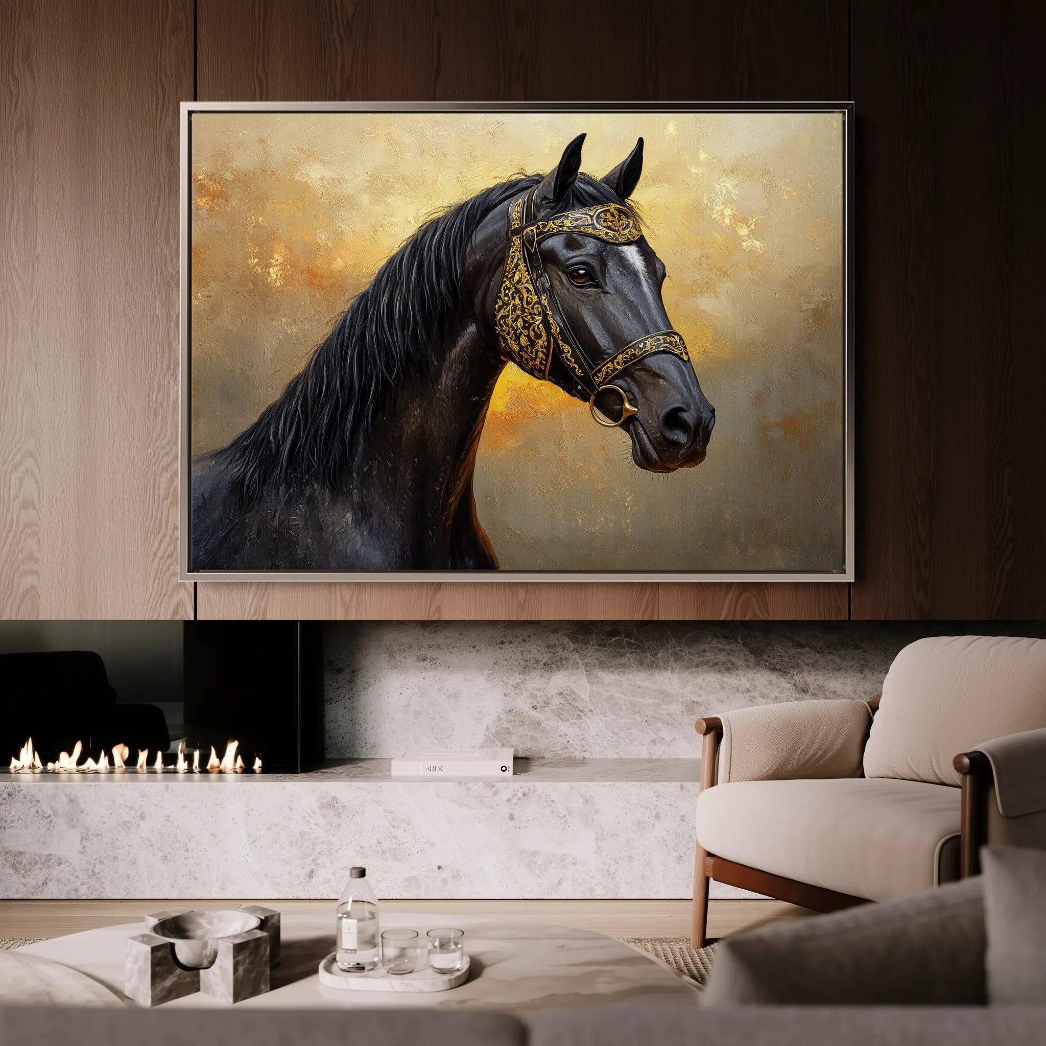 Horses 015 Canvas Art 60 x 40 cm / Black