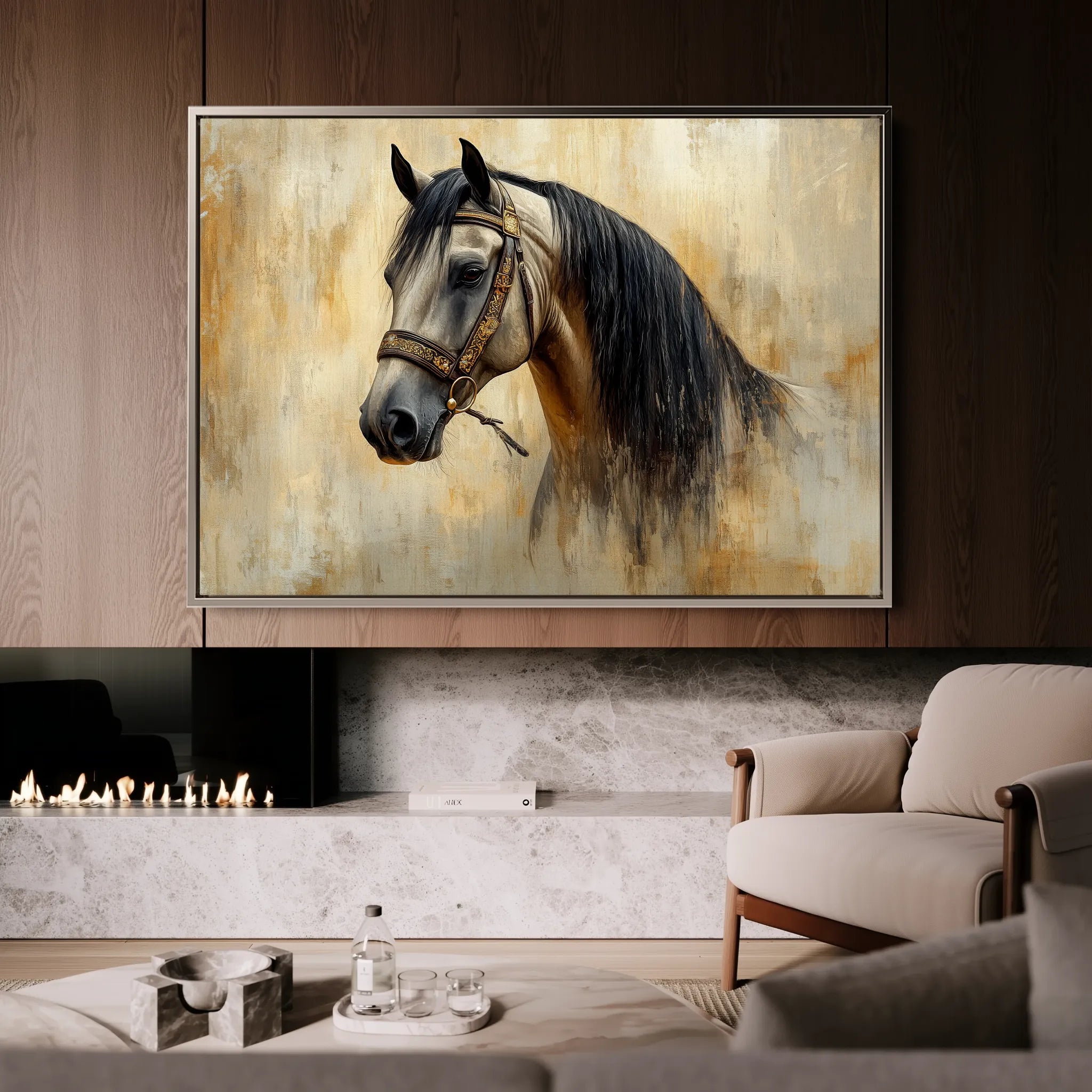 Horses 016 Canvas Art 60 x 40 cm / Black