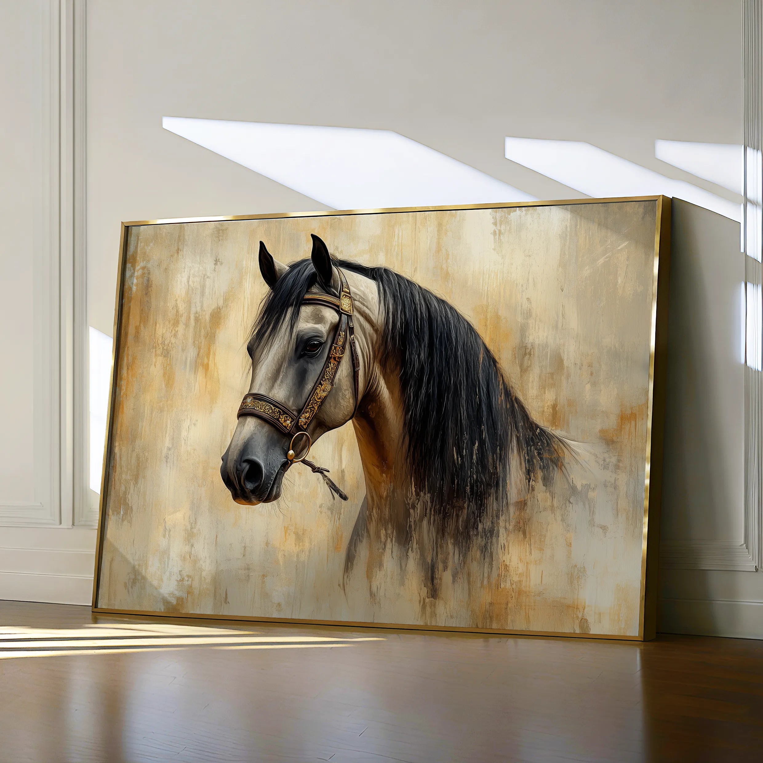 Horses 016 Canvas Art 60 x 40 cm / Black