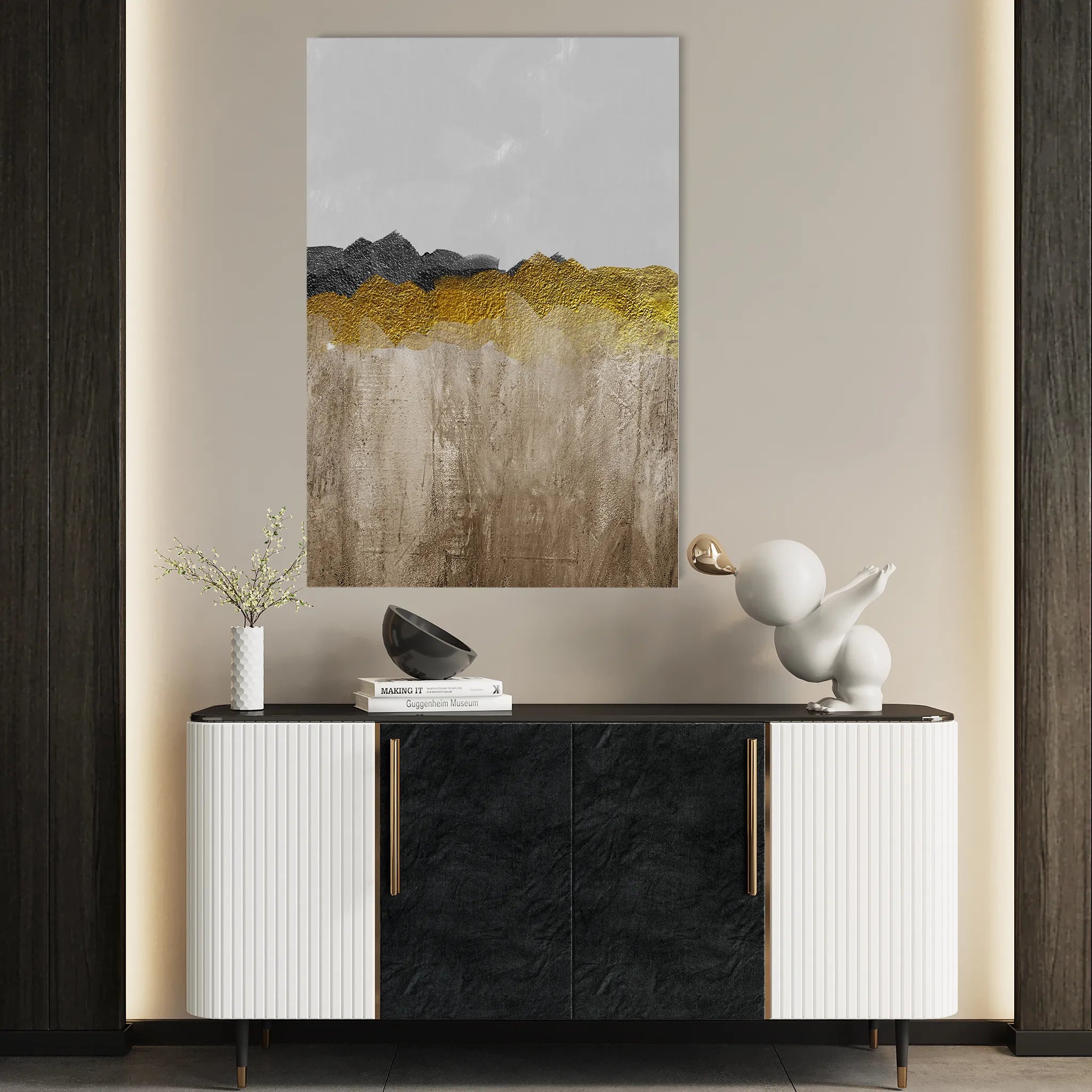 Abstract 017 Canvas Art 60 x 40 cm / Black