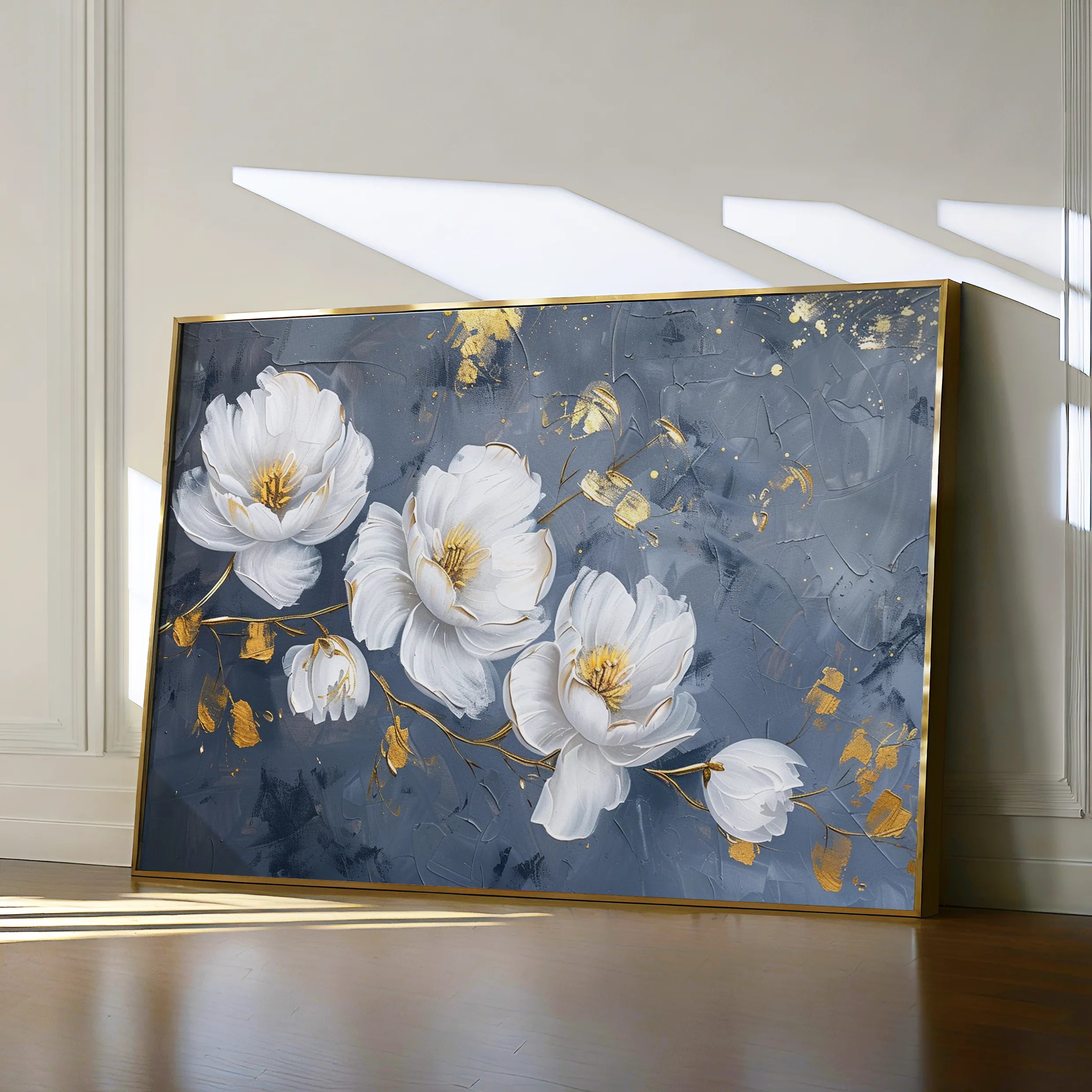 Floral 017 Canvas Art 60 x 40 cm / Black