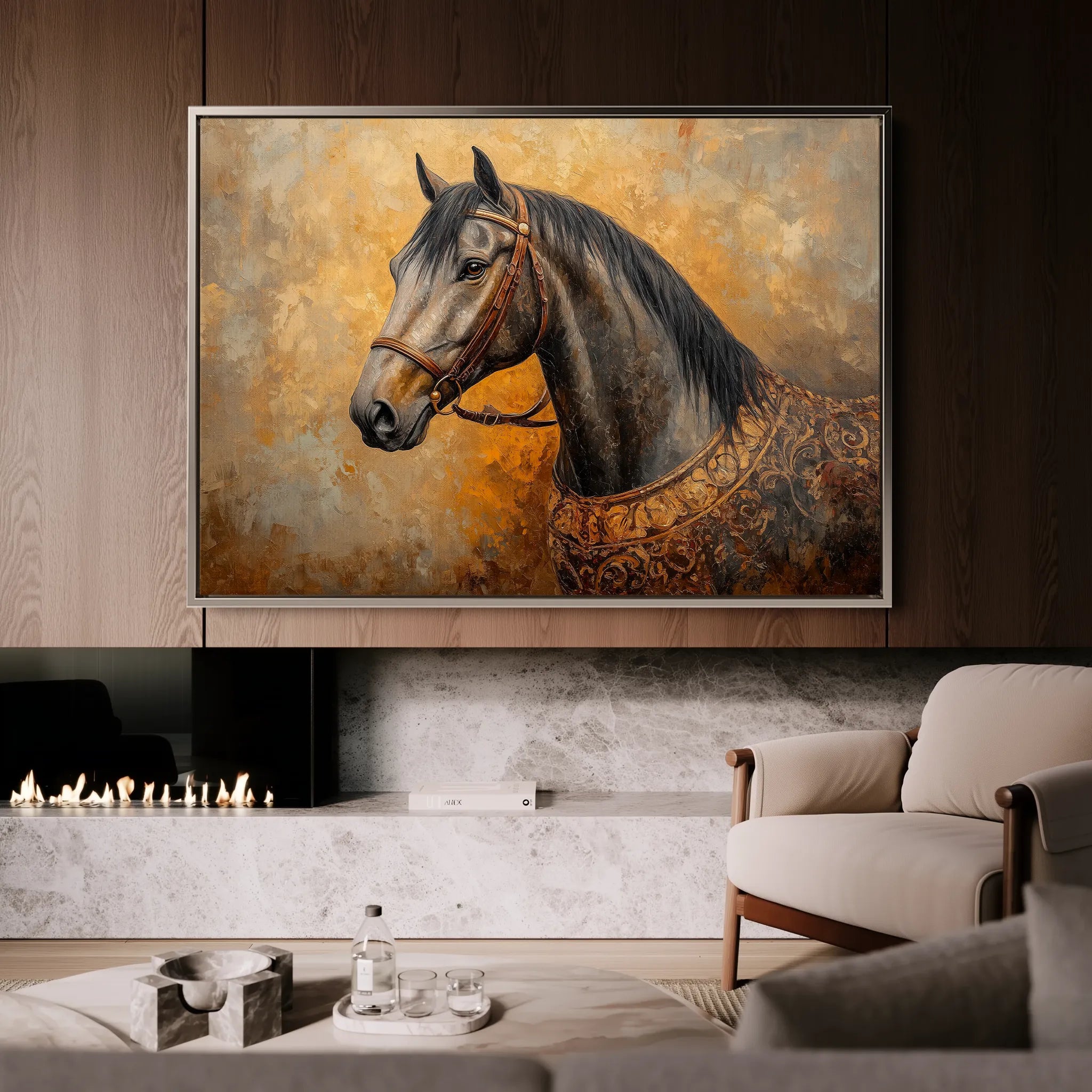 Horses 017 Canvas Art 60 x 40 cm / Black
