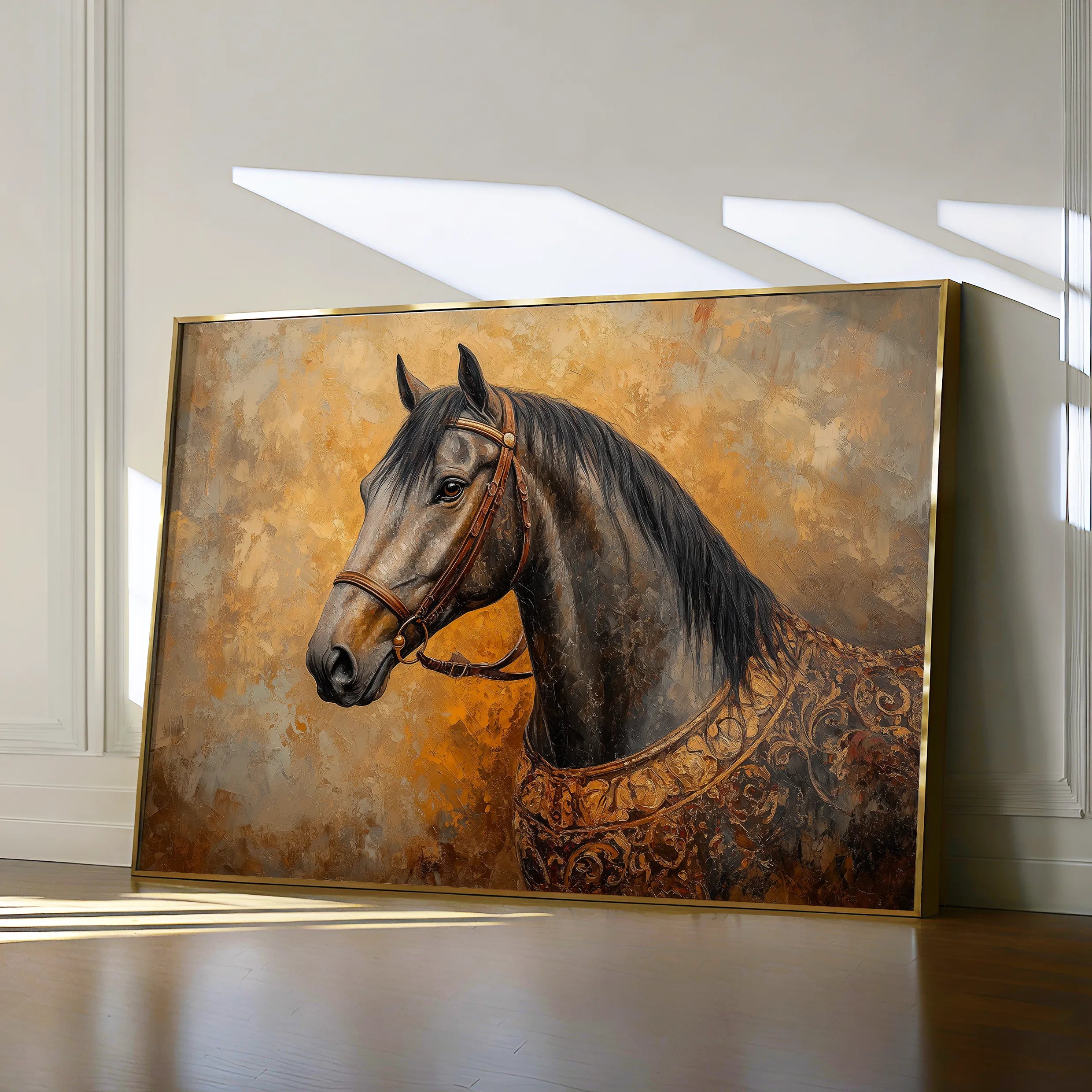 Horses 017 Canvas Art 60 x 40 cm / Black