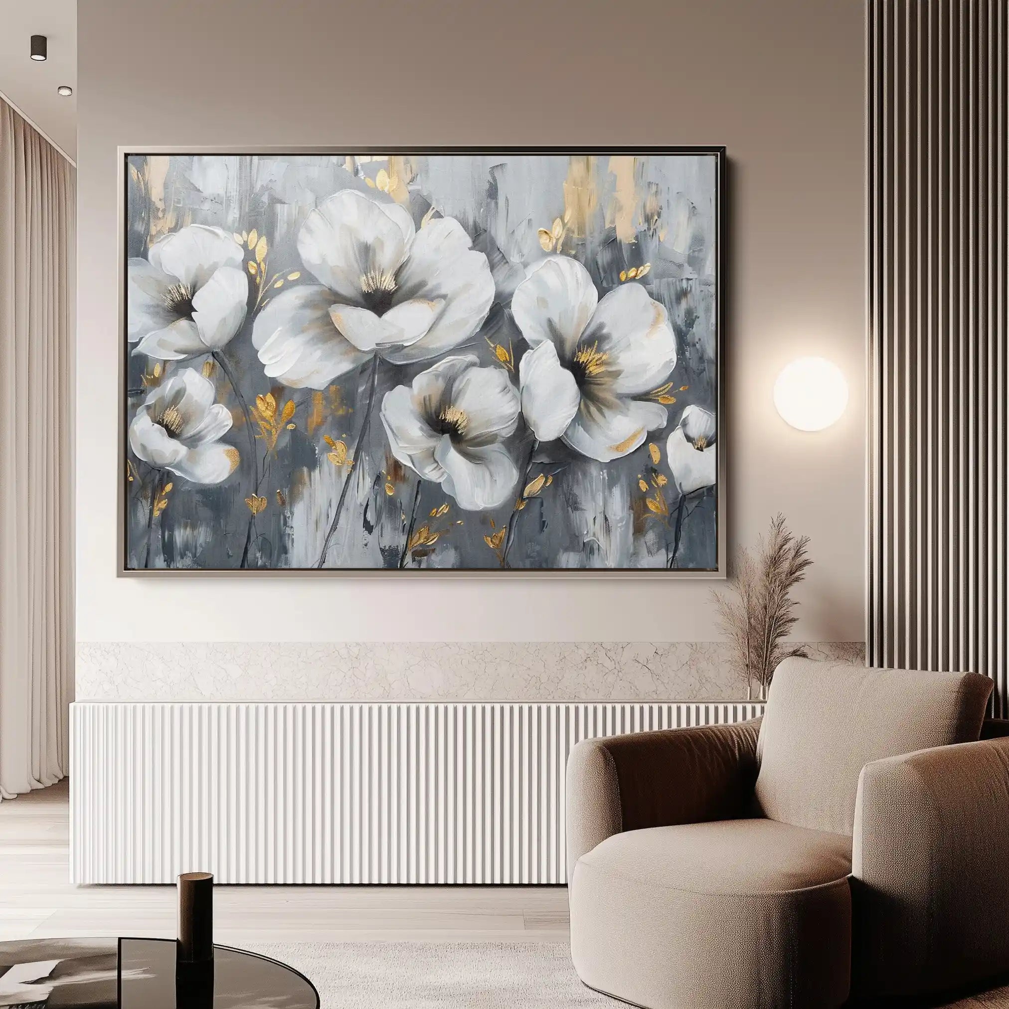 Floral 018 Canvas Art 60 x 40 cm / Black