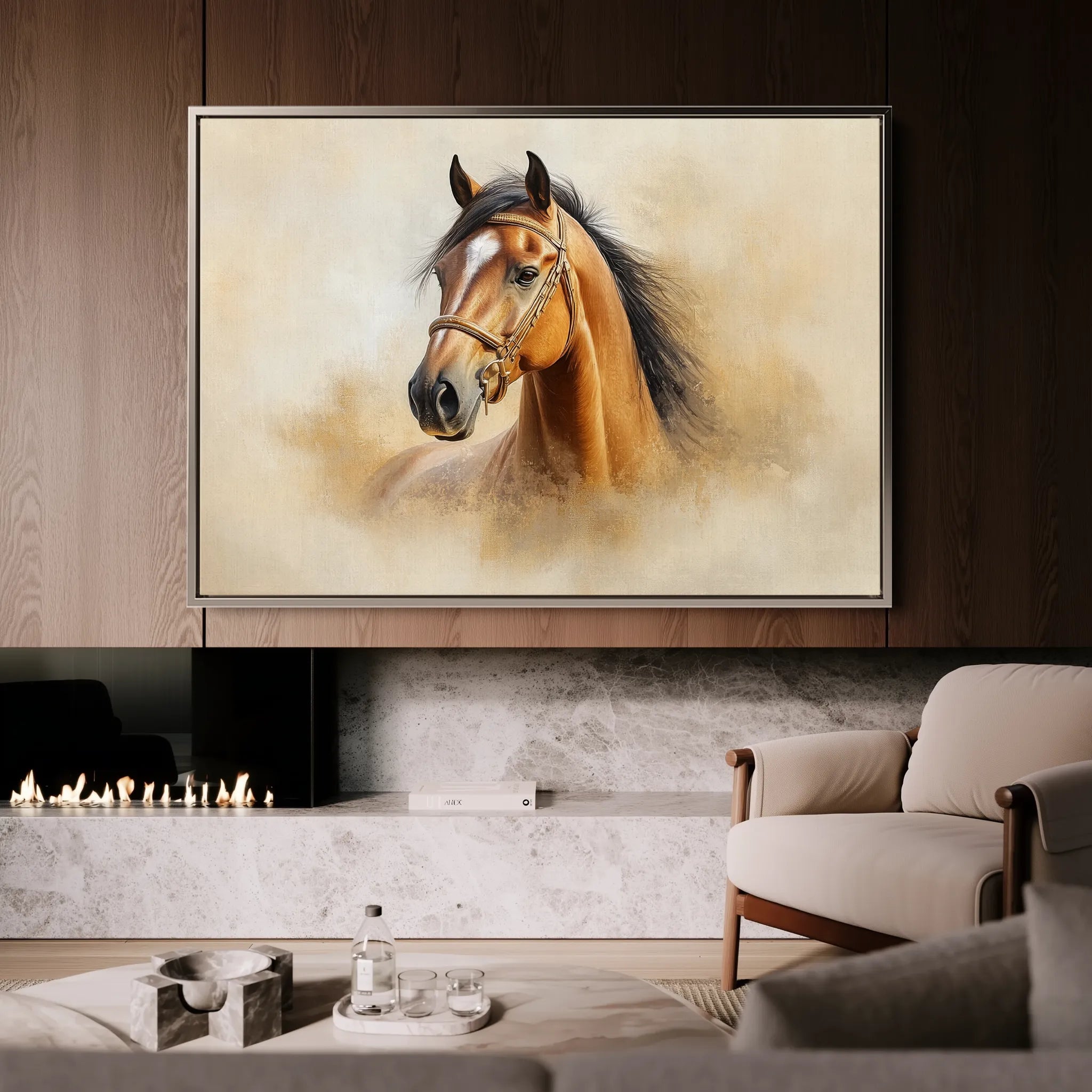 Horses 018 Canvas Art 60 x 40 cm / Black