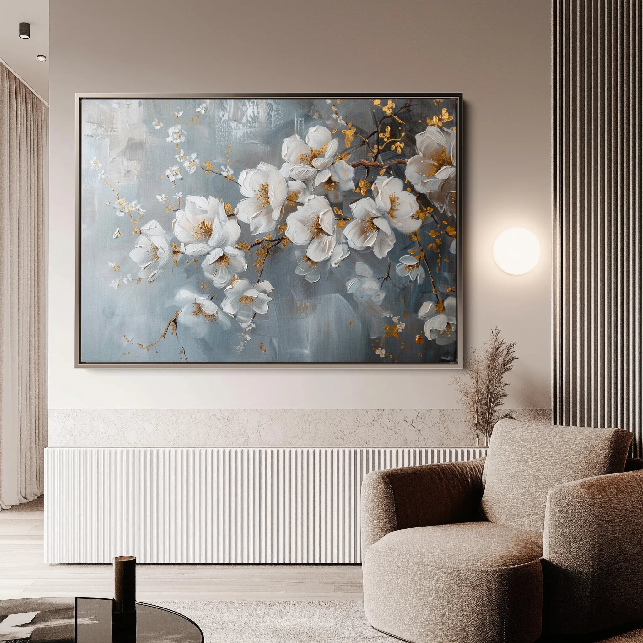 Floral 019 Canvas Art 60 x 40 cm / Black