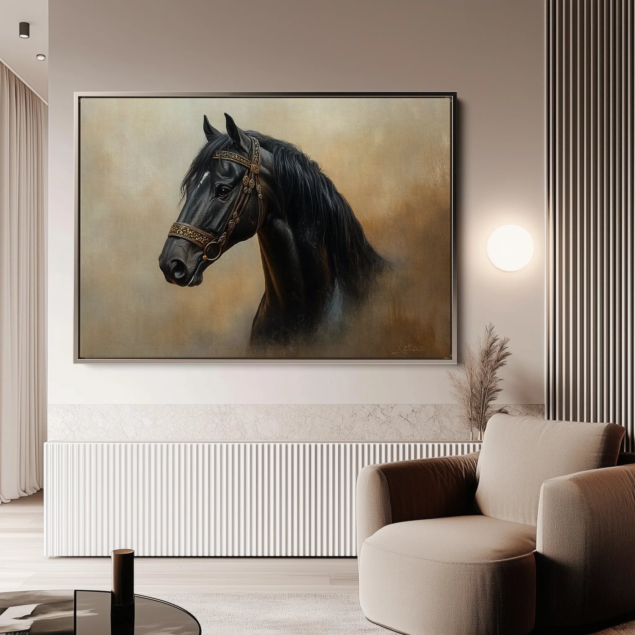 Horses 019 Canvas Art 60 x 40 cm / Black