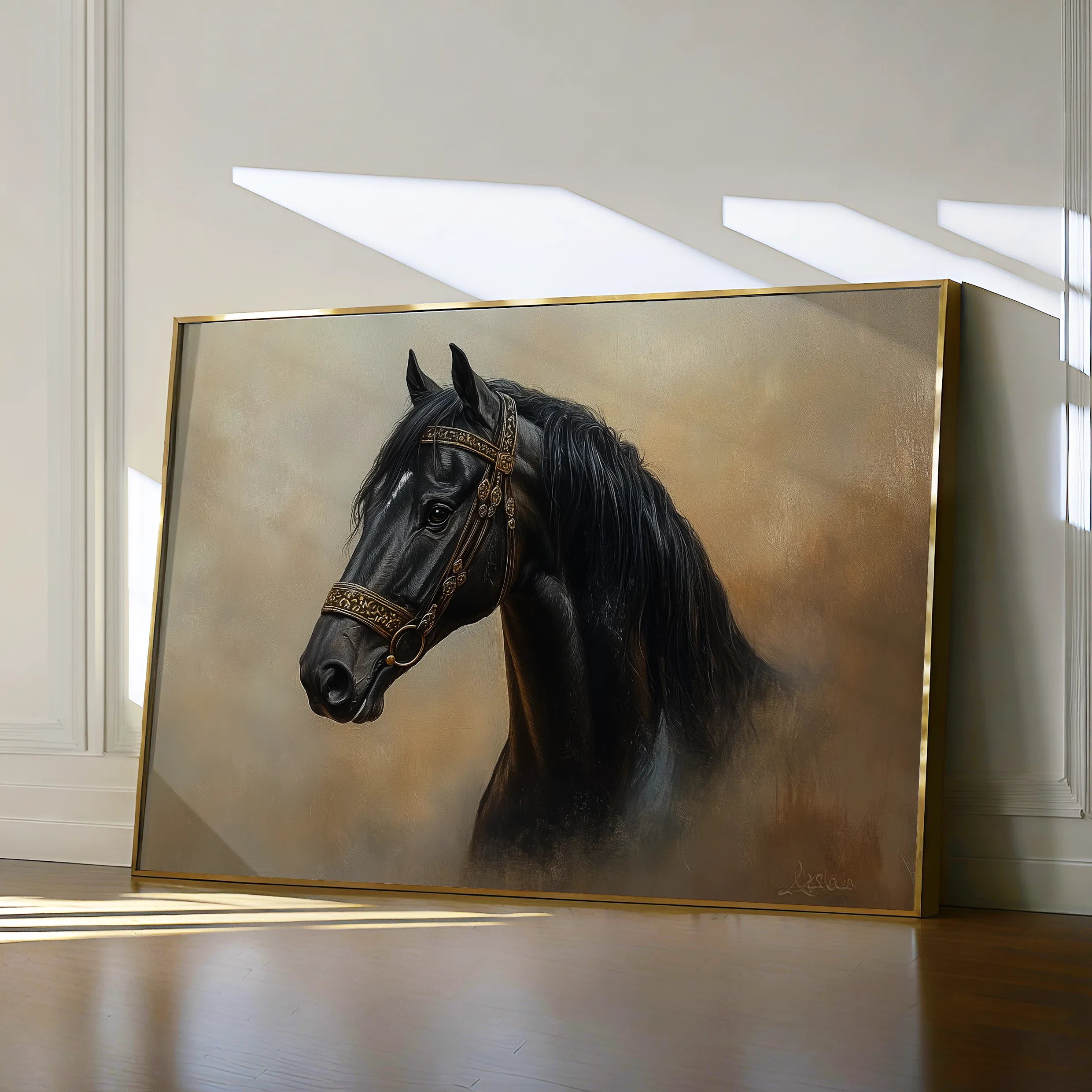 Horses 019 Canvas Art 60 x 40 cm / Black