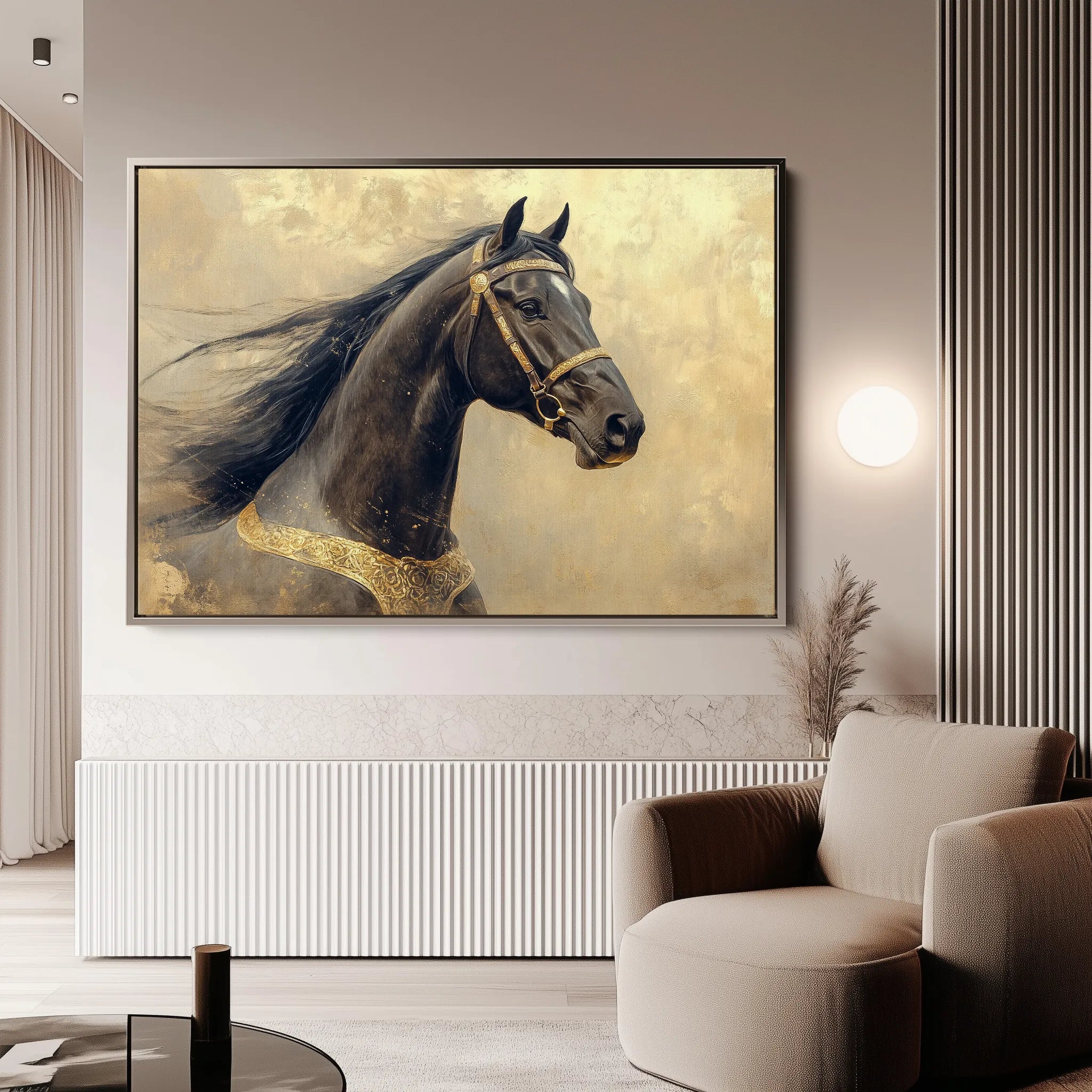 Horses 020 Canvas Art 60 x 40 cm / Black