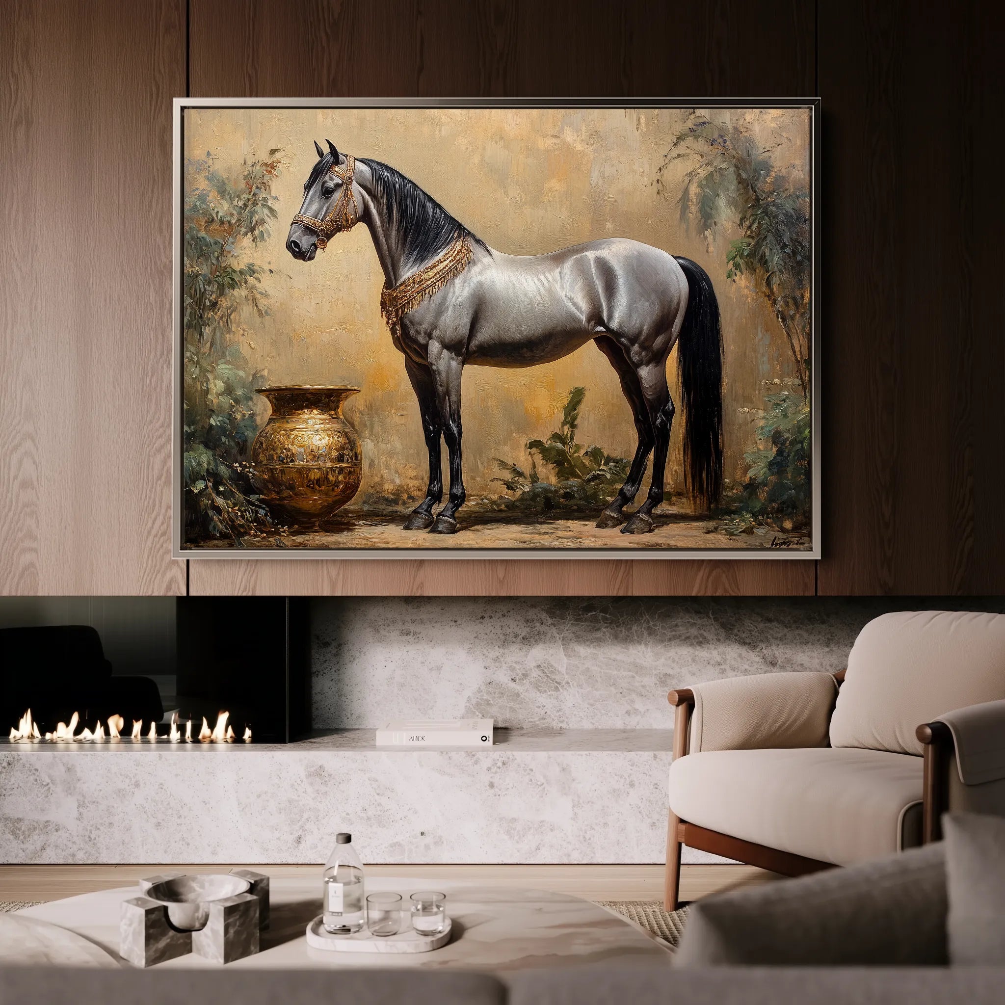 Horses 021 Canvas Art 60 x 40 cm / Black