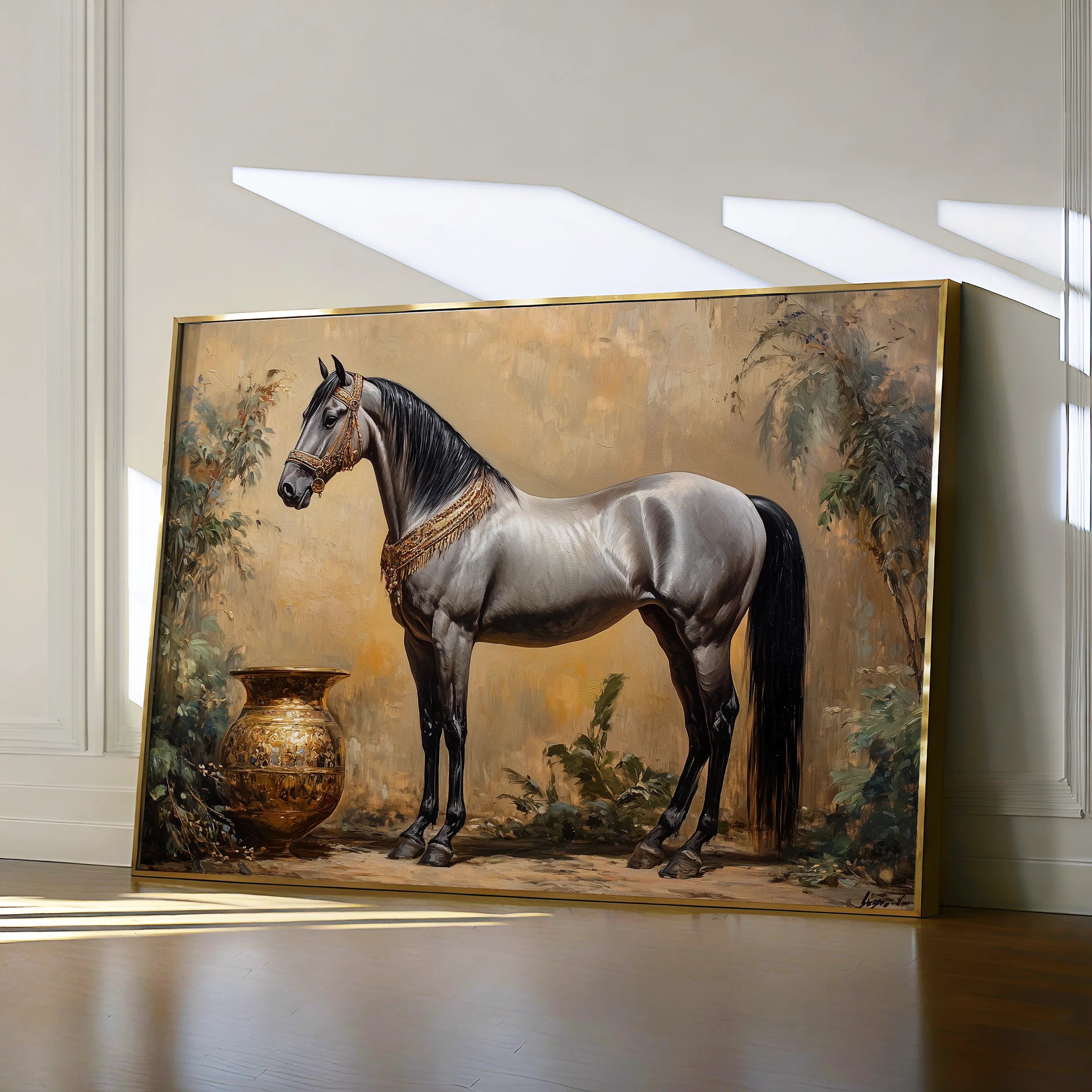 Horses 021 Canvas Art 60 x 40 cm / Black