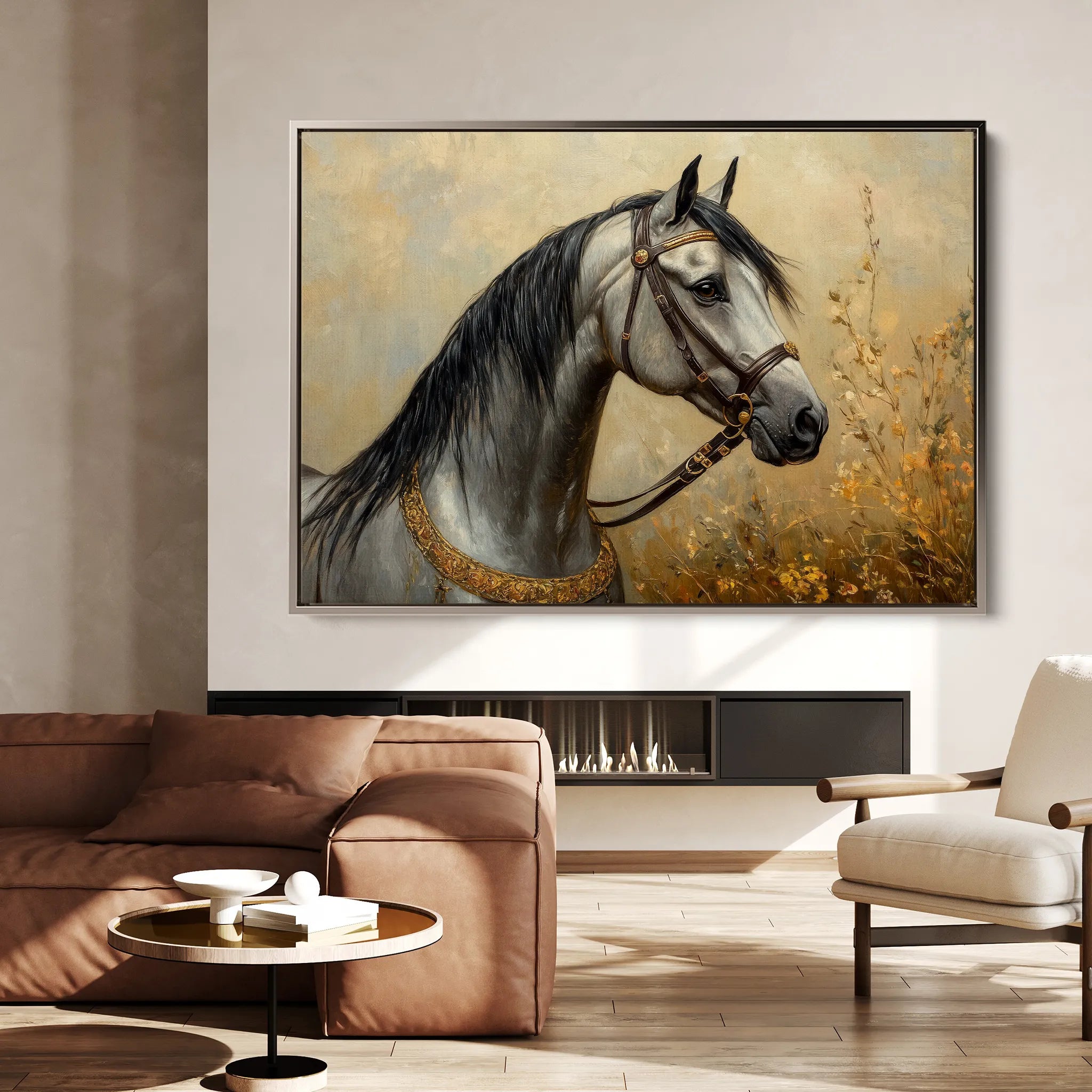 Horses 022 Canvas Art 60 x 40 cm / Black