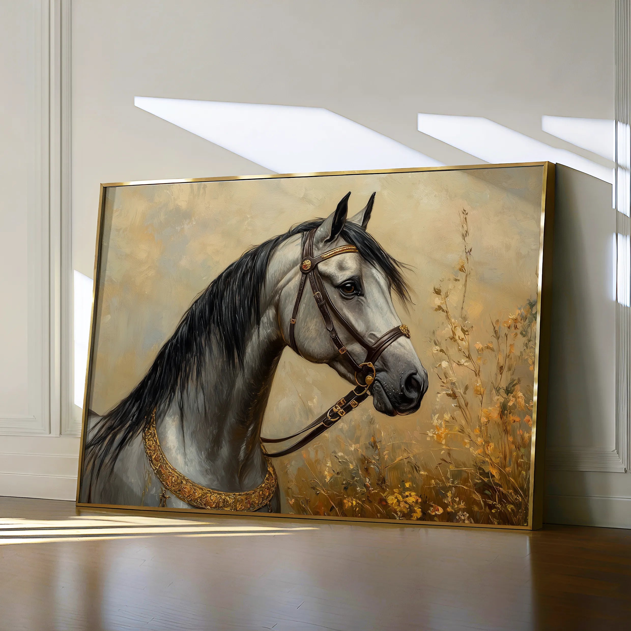Horses 022 Canvas Art 60 x 40 cm / Black