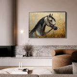 Horses 022 Canvas Art 60 x 40 cm / Black