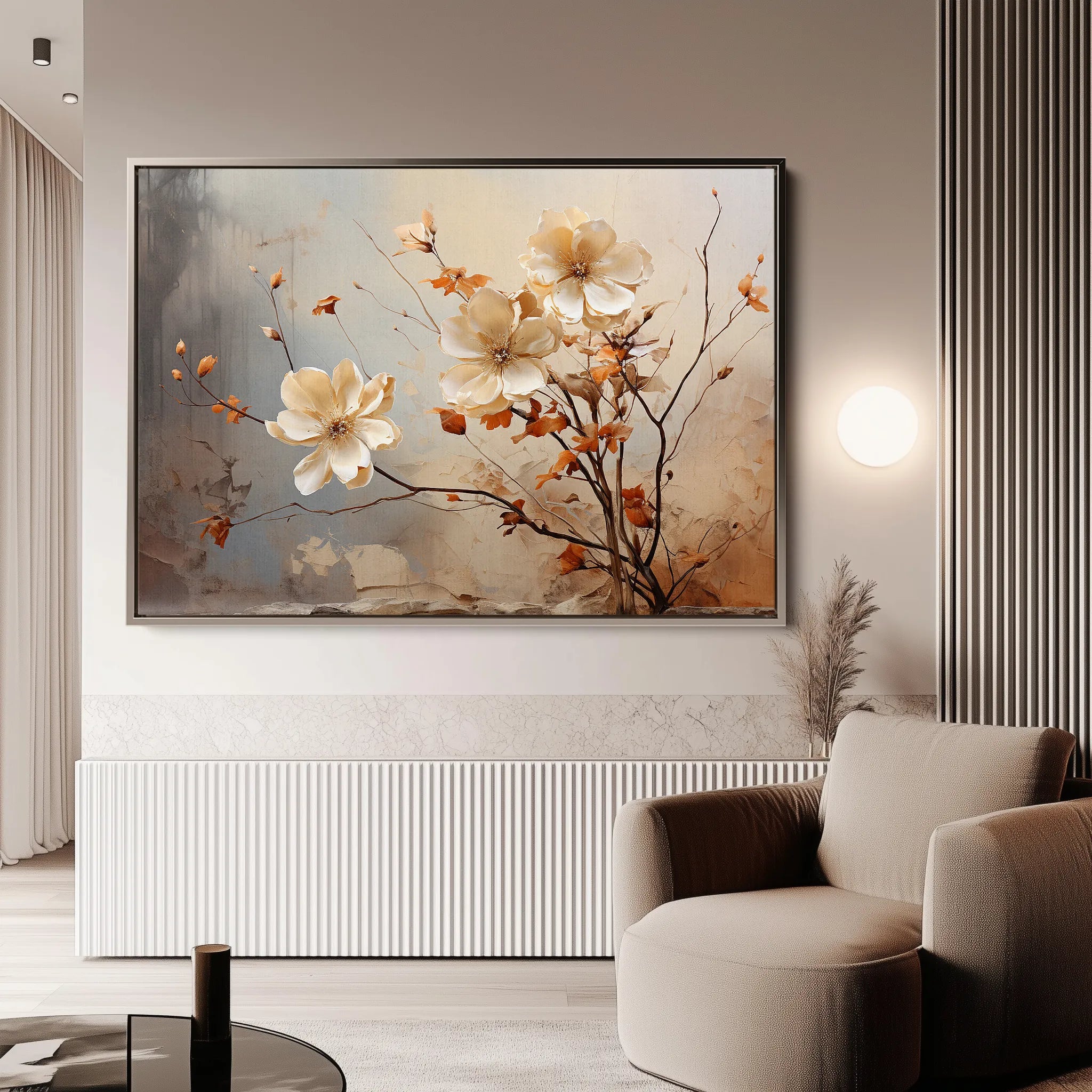 Floral 023 Canvas Art 60 x 40 cm / Black