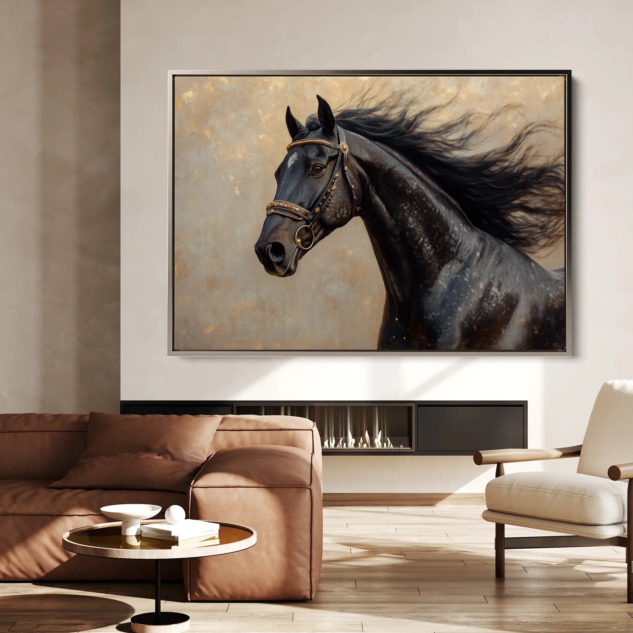 Horses 023 Canvas Art 60 x 40 cm / Black