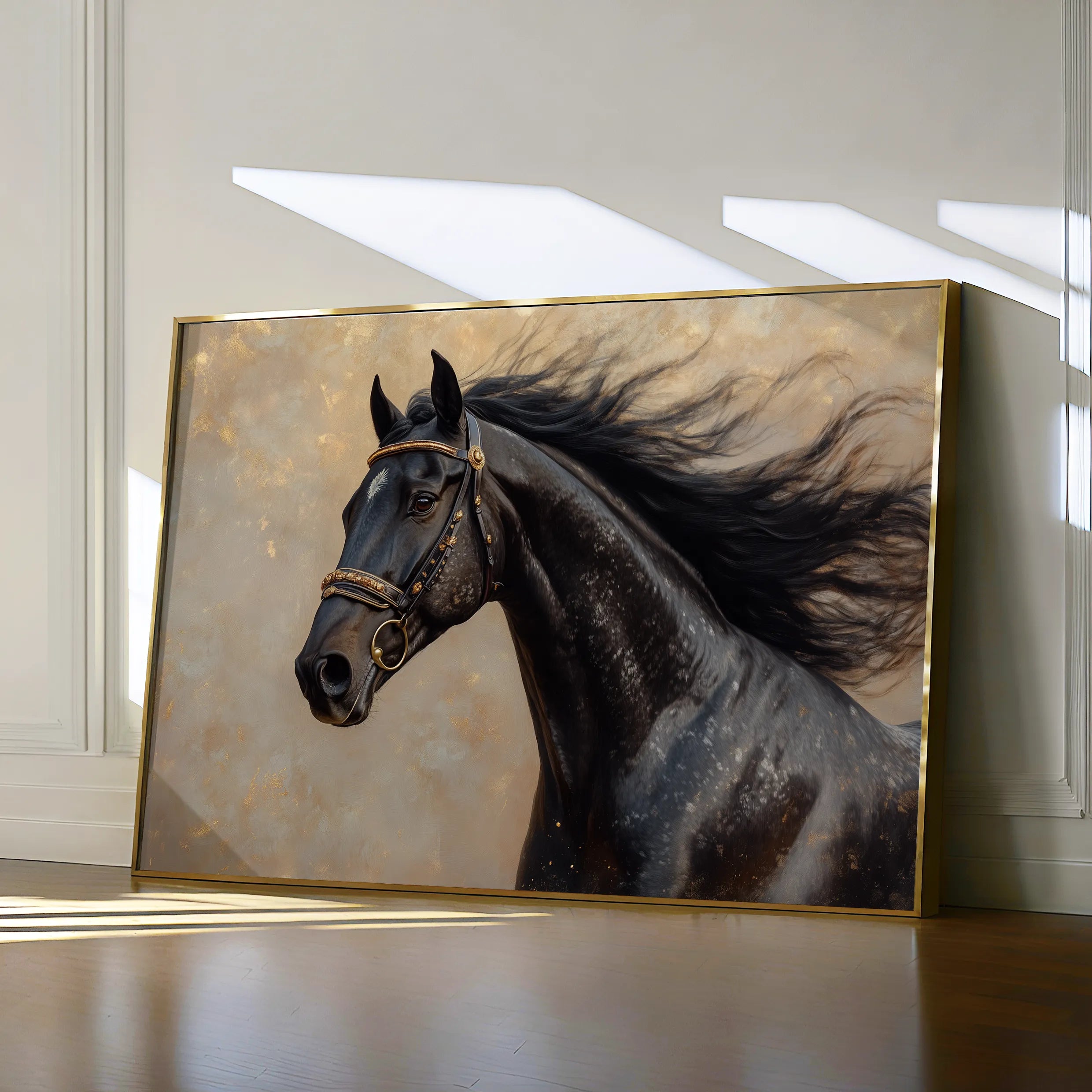 Horses 023 Canvas Art 60 x 40 cm / Black