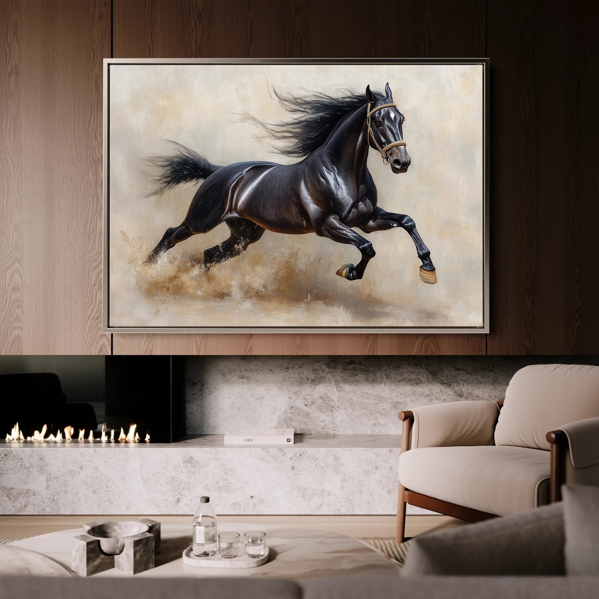 Horses 024 Canvas Art 60 x 40 cm / Black