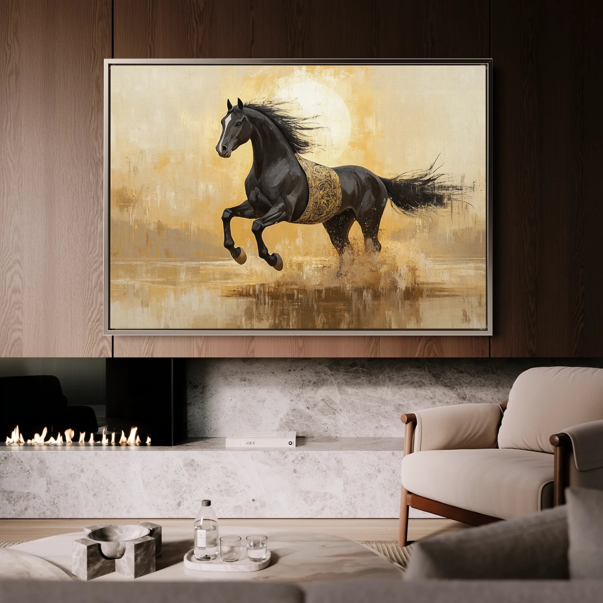 Horses 025 Canvas Art 60 x 40 cm / Black