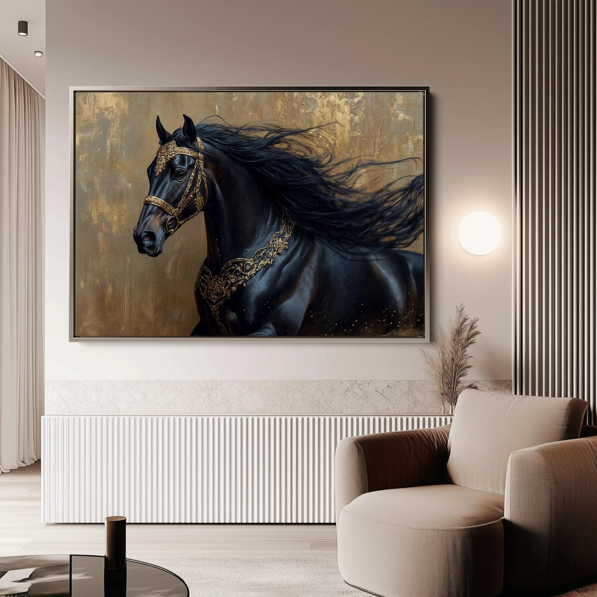 Horses 026 Canvas Art 60 x 40 cm / Black