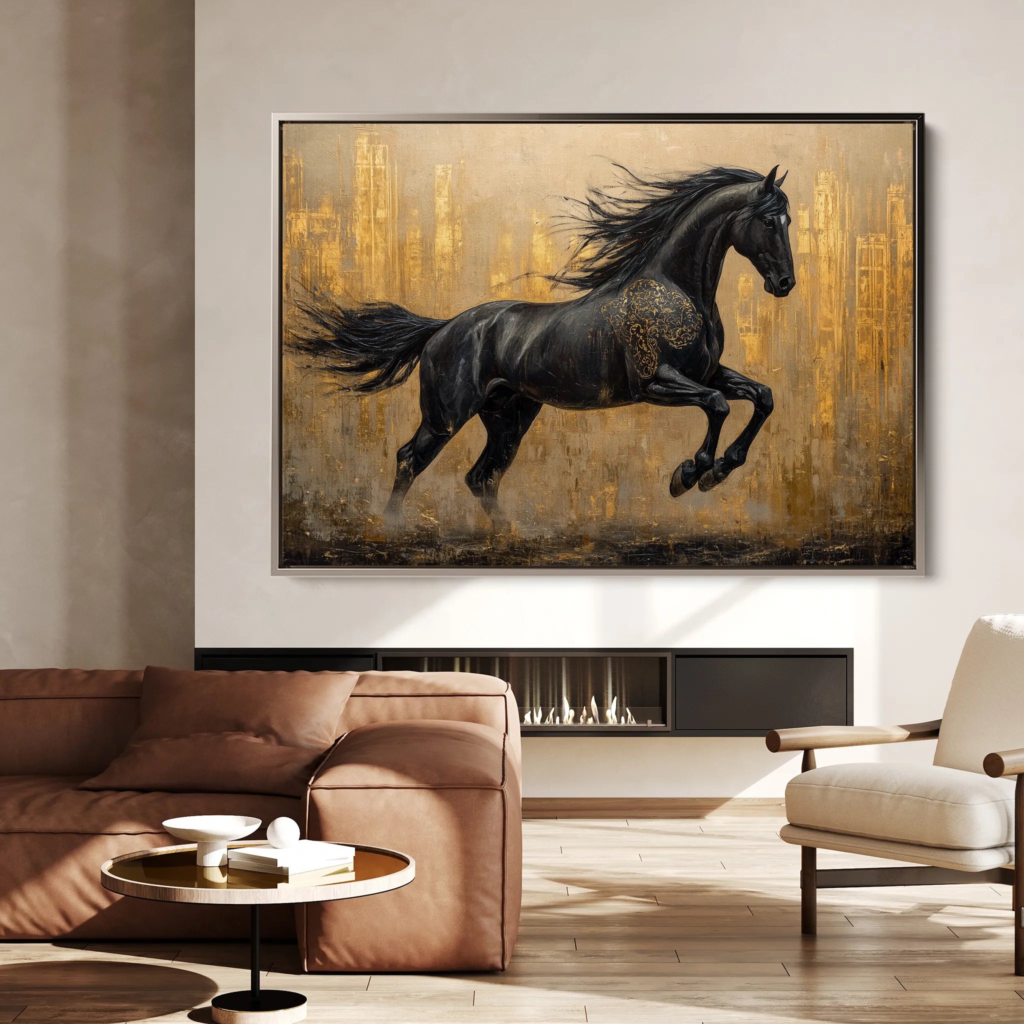 Horses 027 Canvas Art 60 x 40 cm / Black