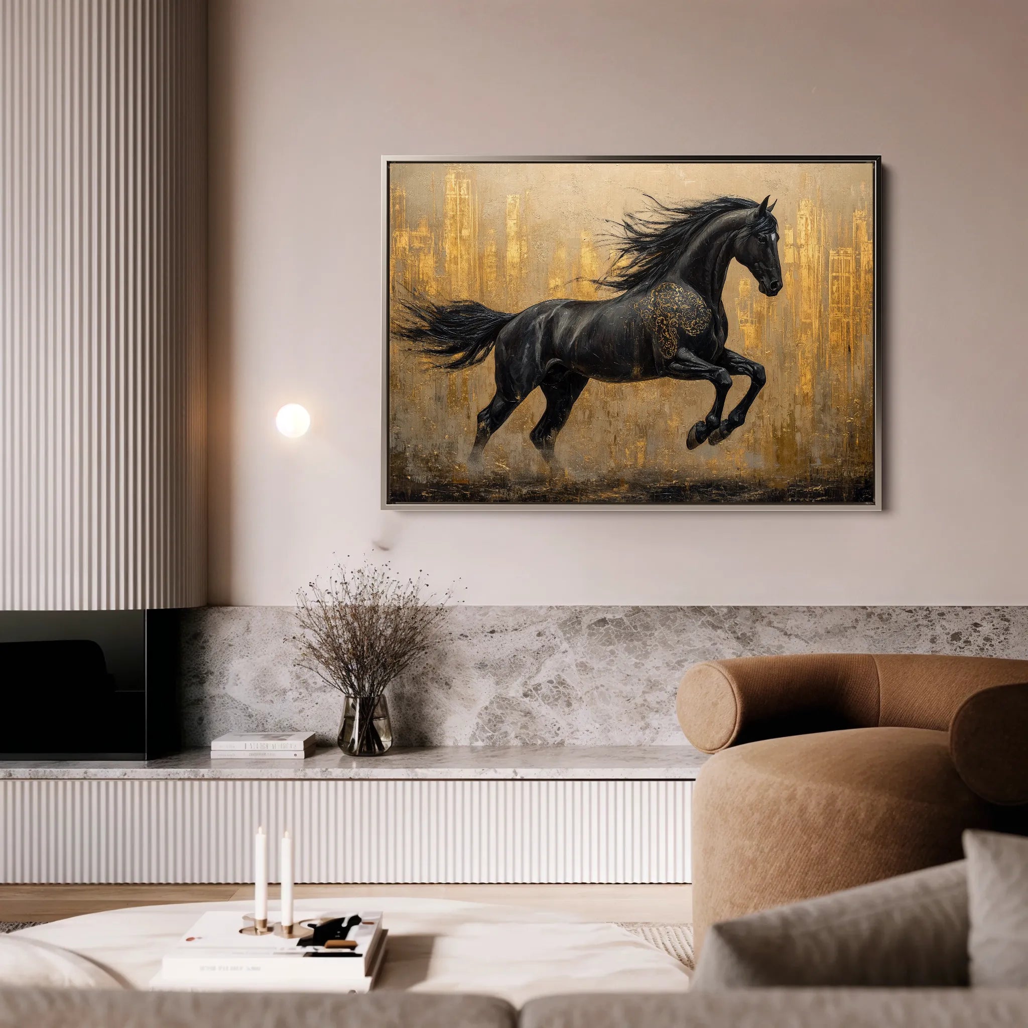 Horses 027 Canvas Art 60 x 40 cm / Black