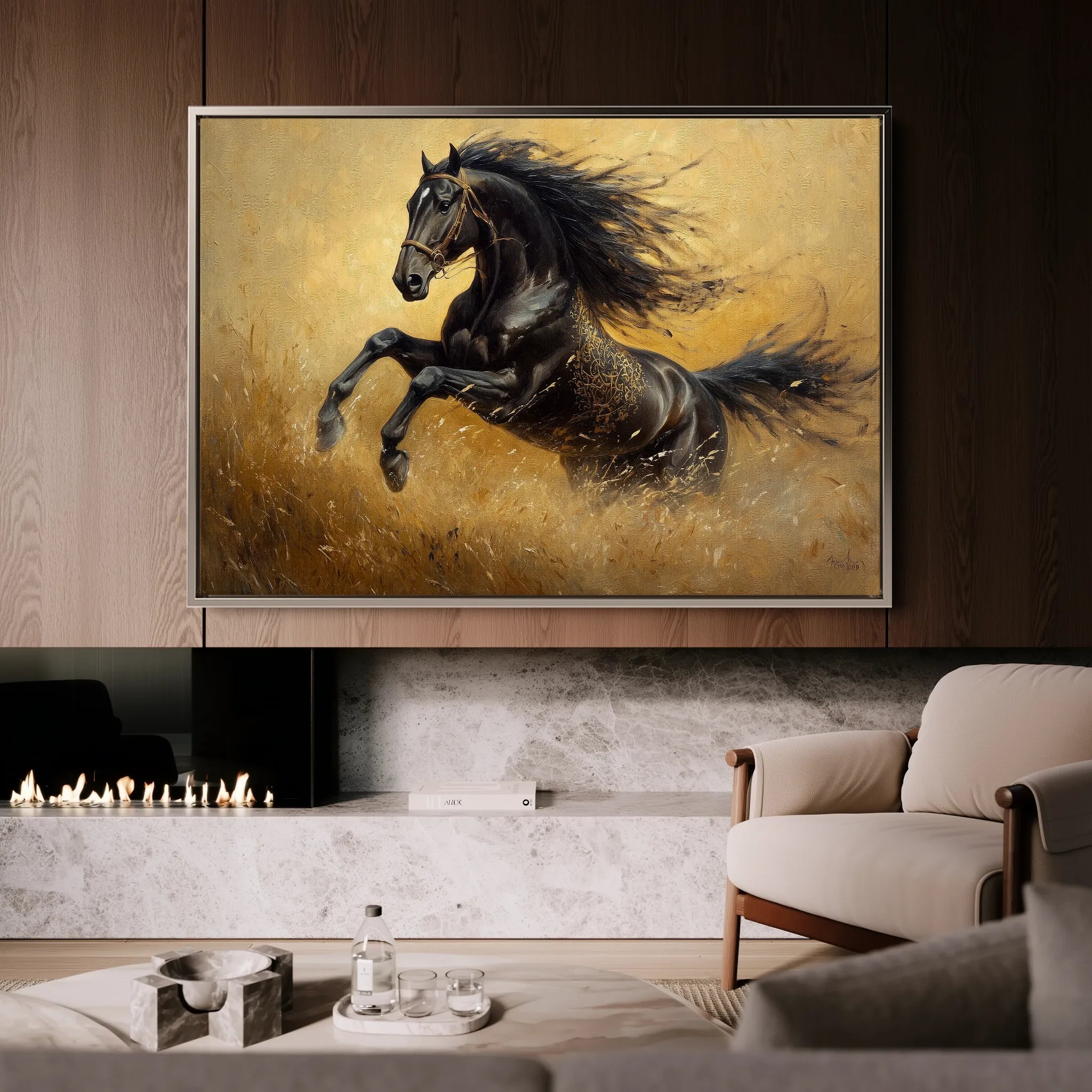 Horses 028 Canvas Art 60 x 40 cm / Black