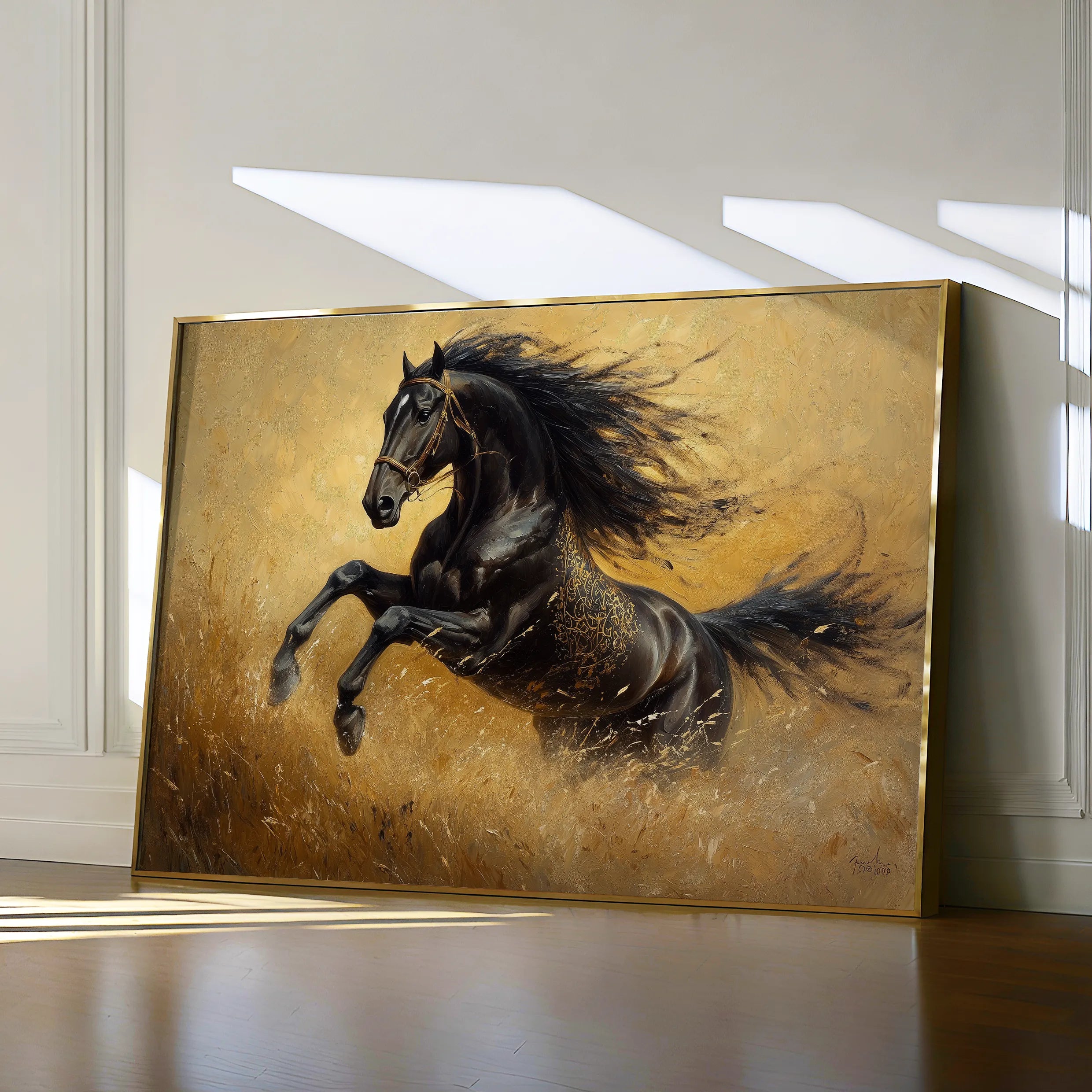 Horses 028 Canvas Art 60 x 40 cm / Black