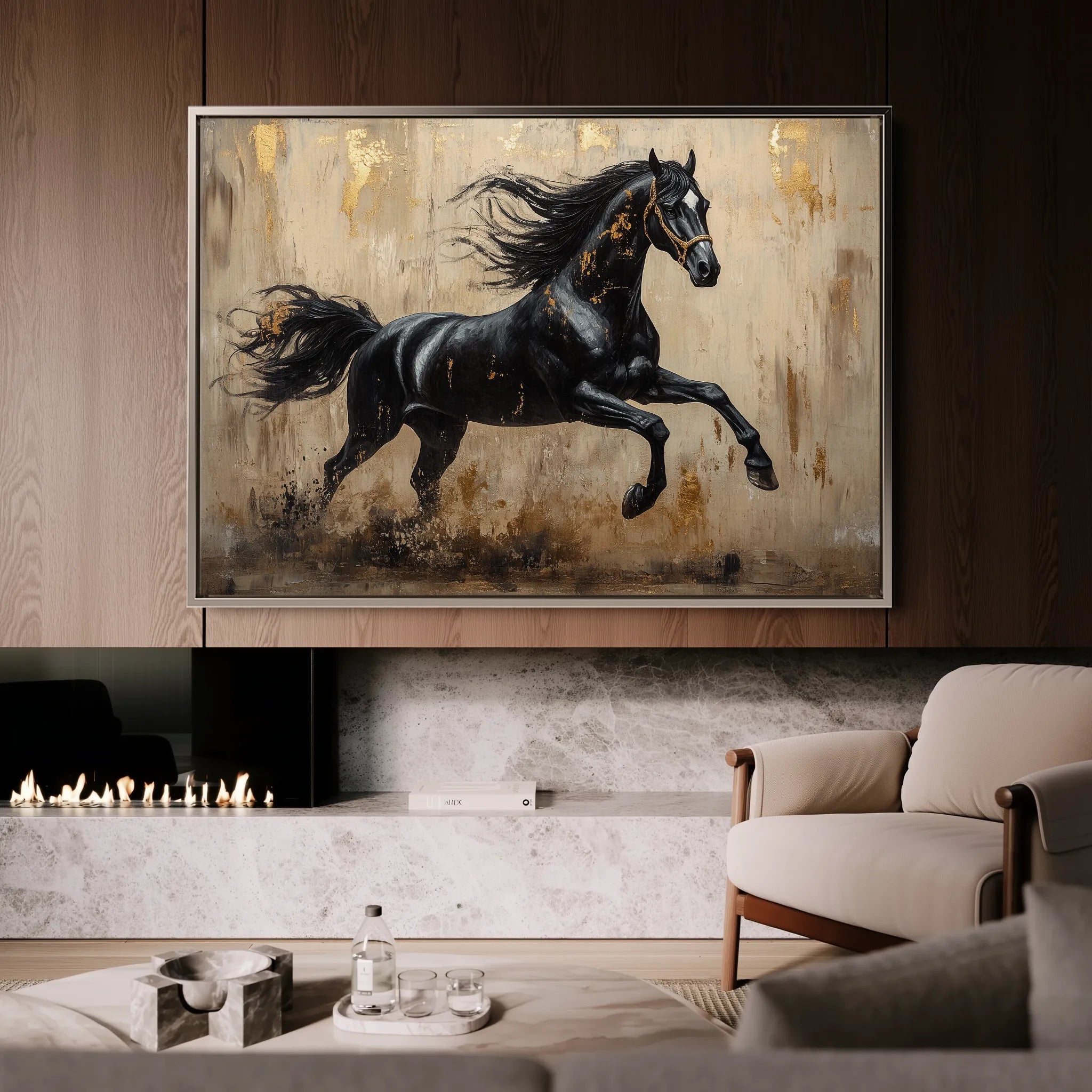 Horses 029 Canvas Art 60 x 40 cm / Black