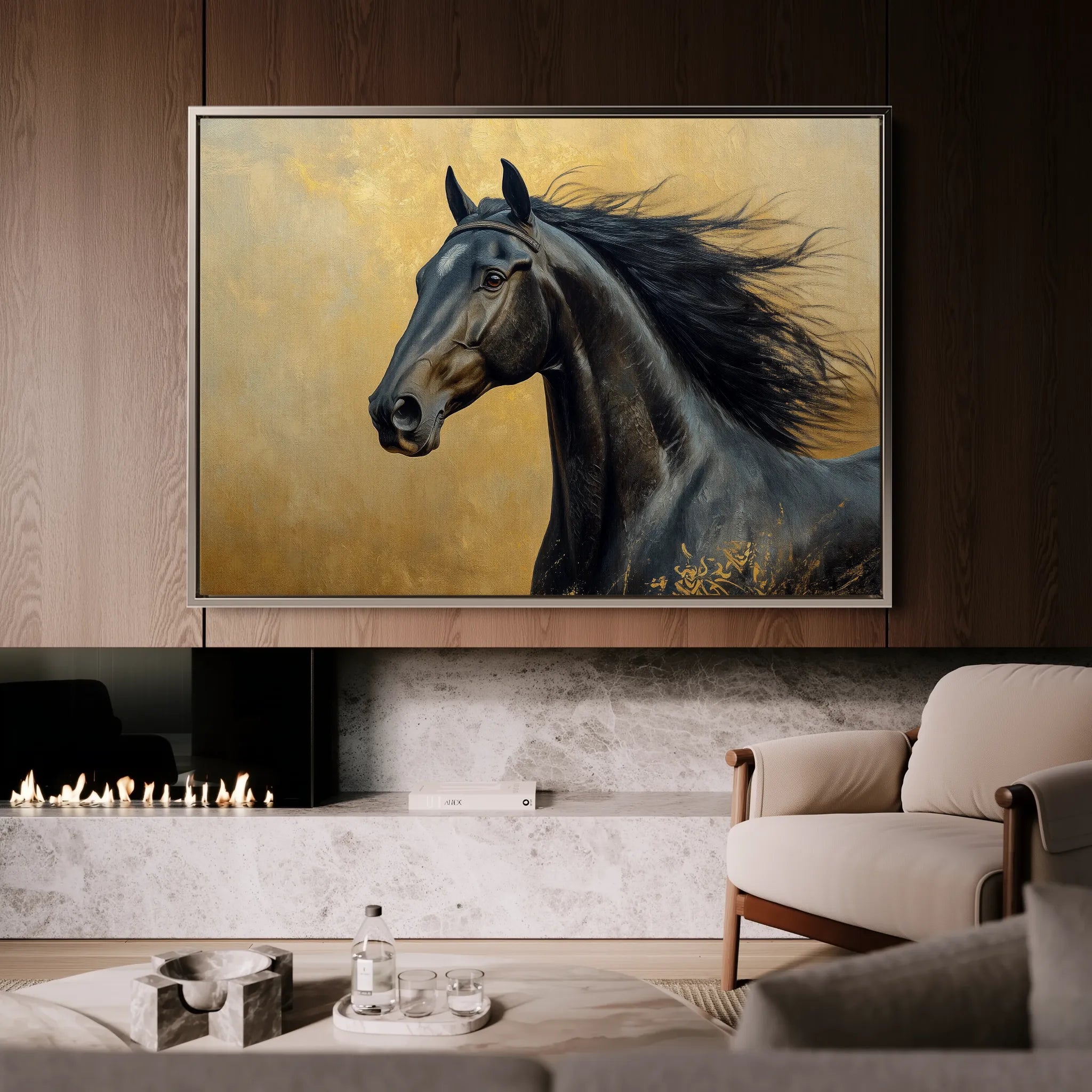 Horses 030 Canvas Art 60 x 40 cm / Black