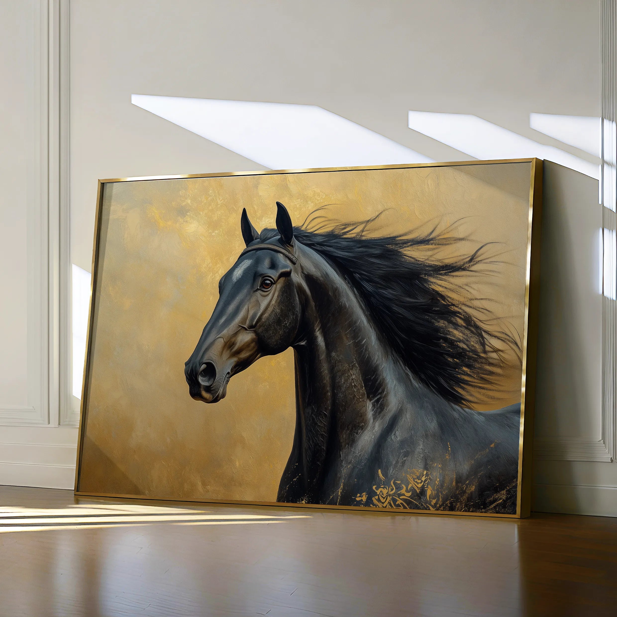 Horses 030 Canvas Art 60 x 40 cm / Black