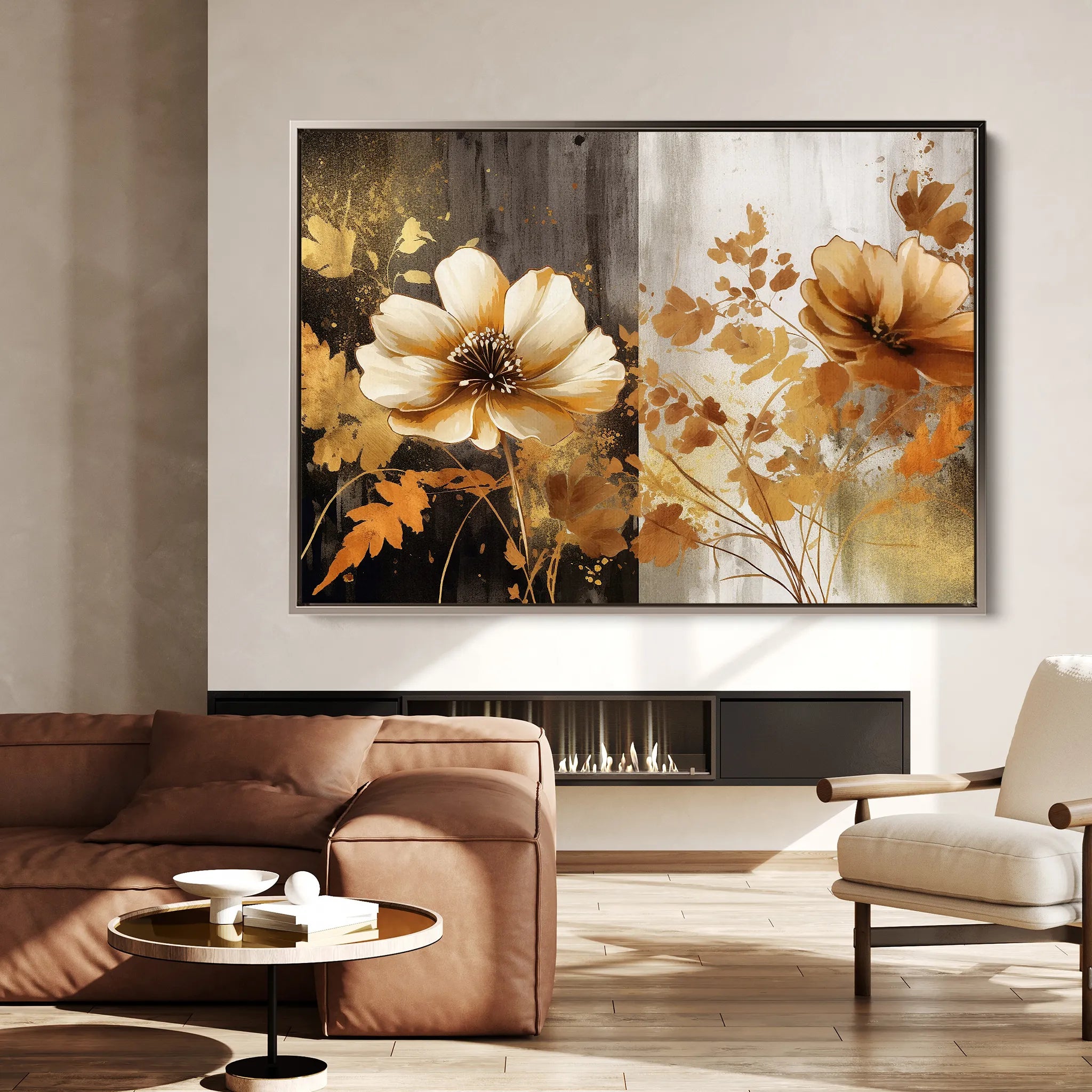 Floral 031 Canvas Art 60 x 40 cm / Black