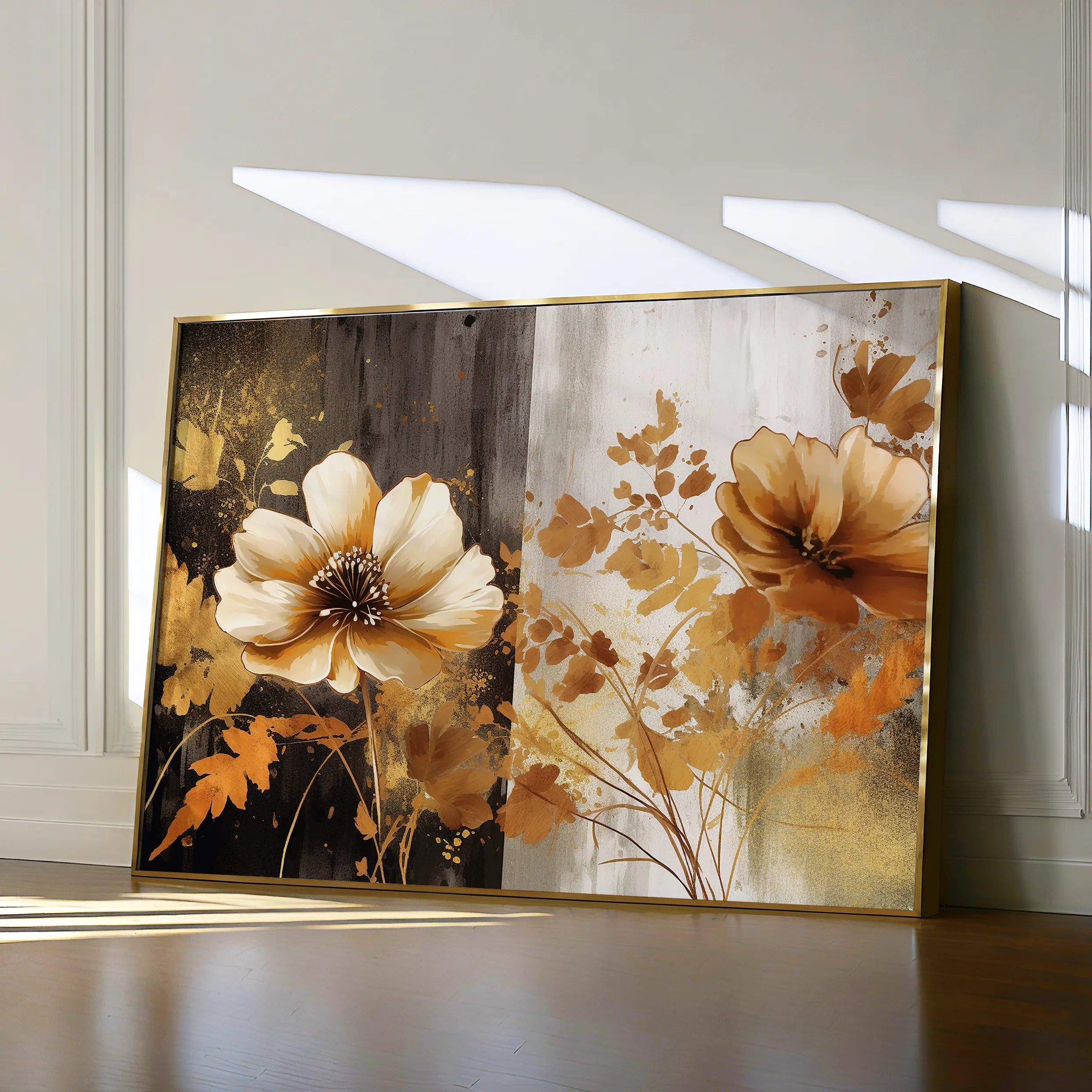 Floral 031 Canvas Art 60 x 40 cm / Black